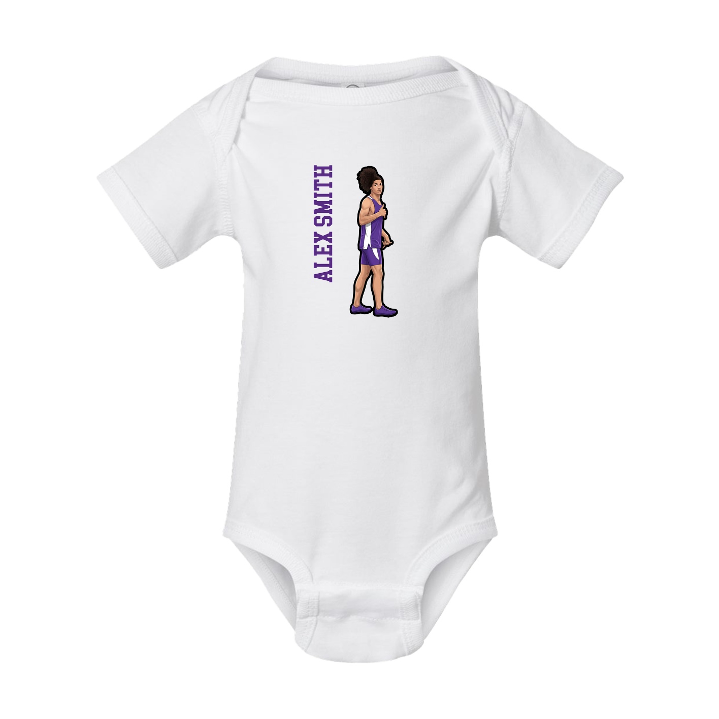Baby Onesie — Name Vertical in White