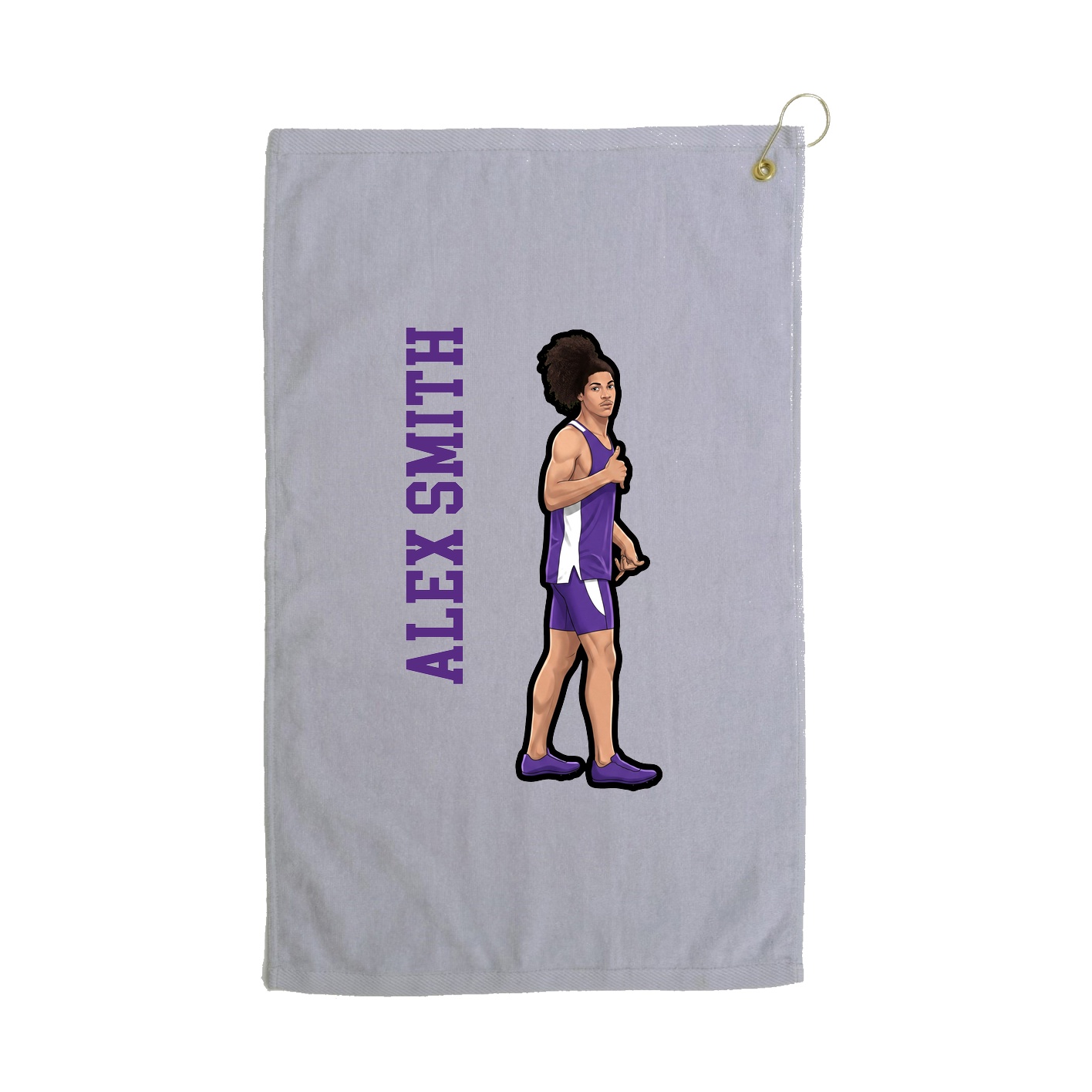 Golf Towel — Name Vertical in Grey