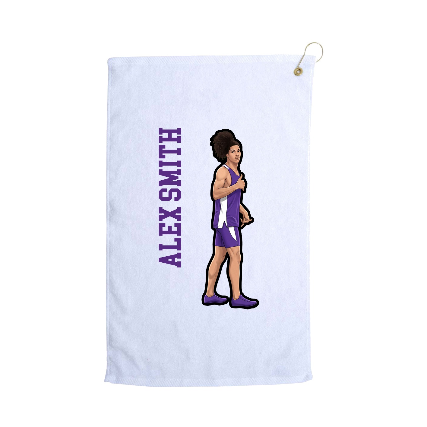 Golf Towel — Name Vertical in White