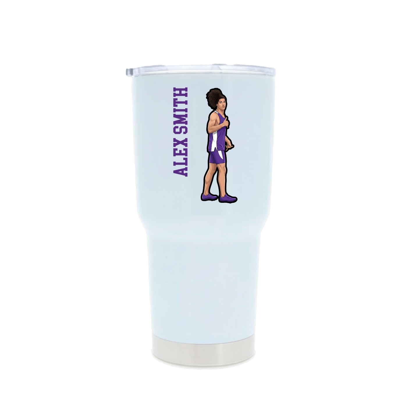 30oz Stainless Steel Tumbler — Name Vertical in White