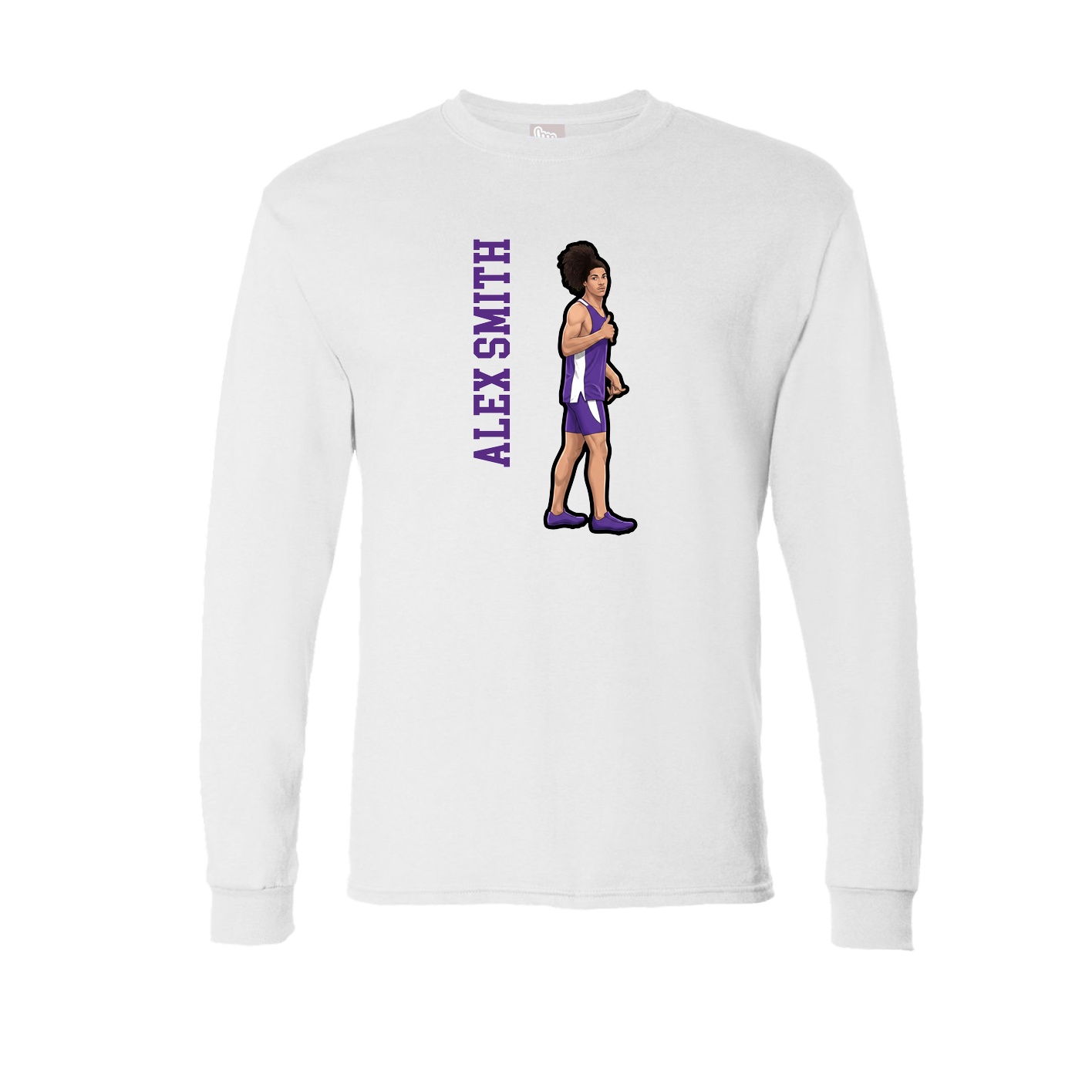 Long Sleeve Tee — Name Vertical in White