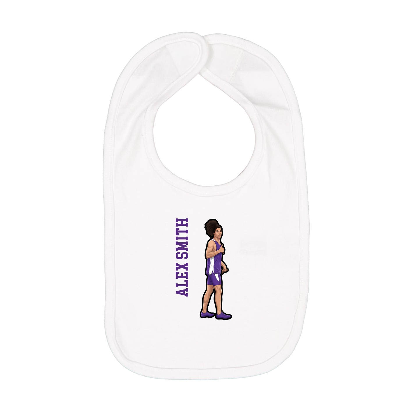 Infant Bib — Name Vertical in White
