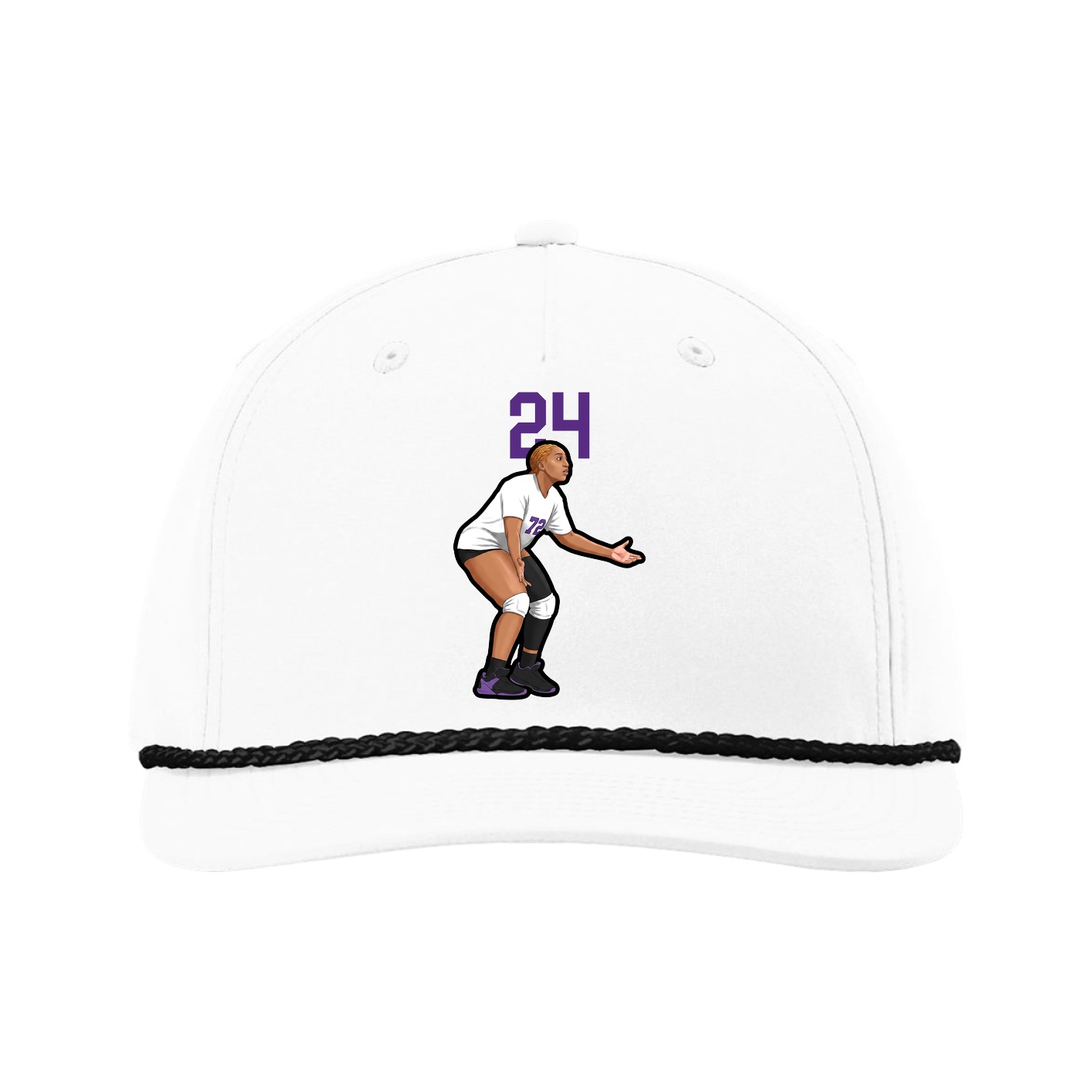 Five-Panel Classic Rope Cap — Number Top in White