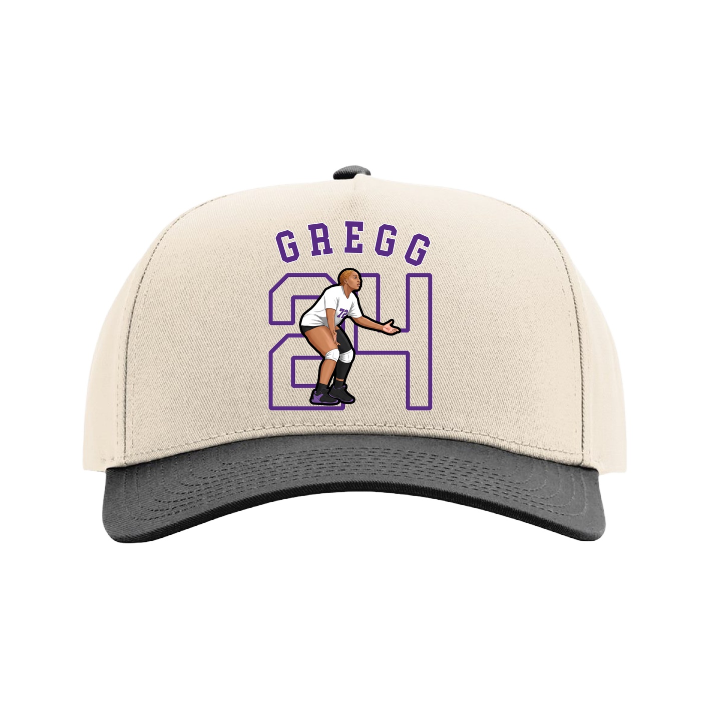 Full Fabric Five-Panel Champ Cap — Shirsey Arch in Cream/Black