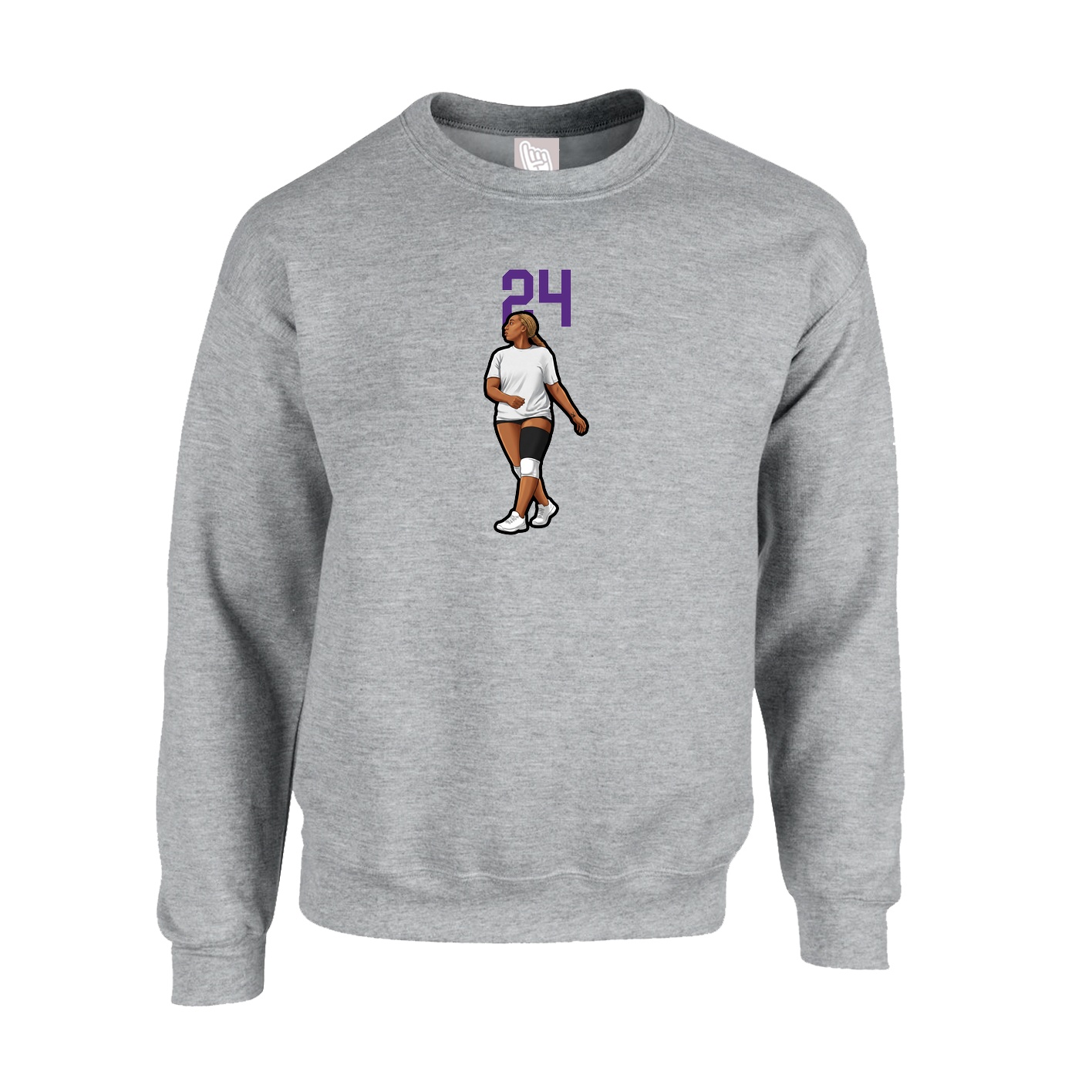 Fleece Crew — Number Top in Grey