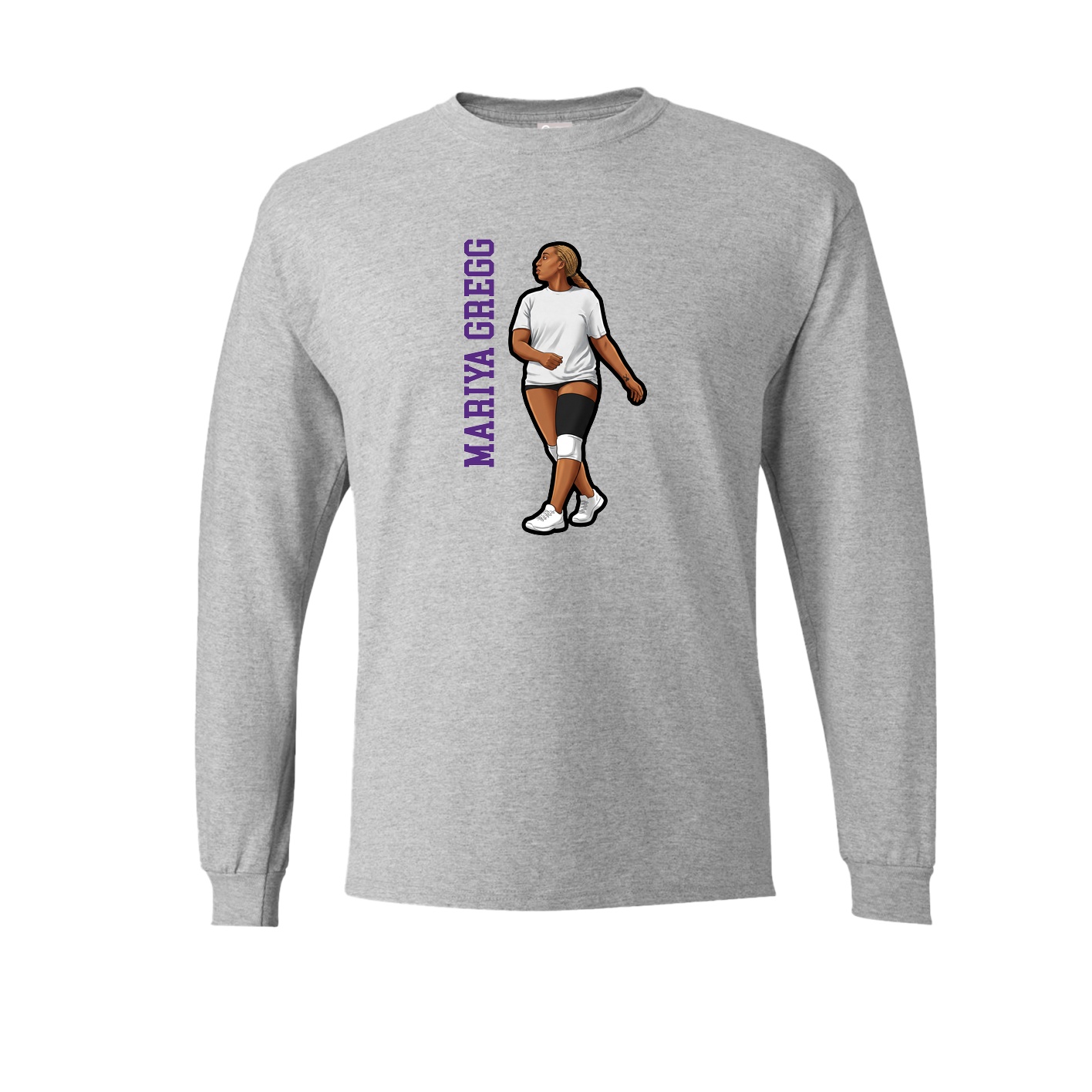 Long Sleeve Tee — Name Vertical in Grey