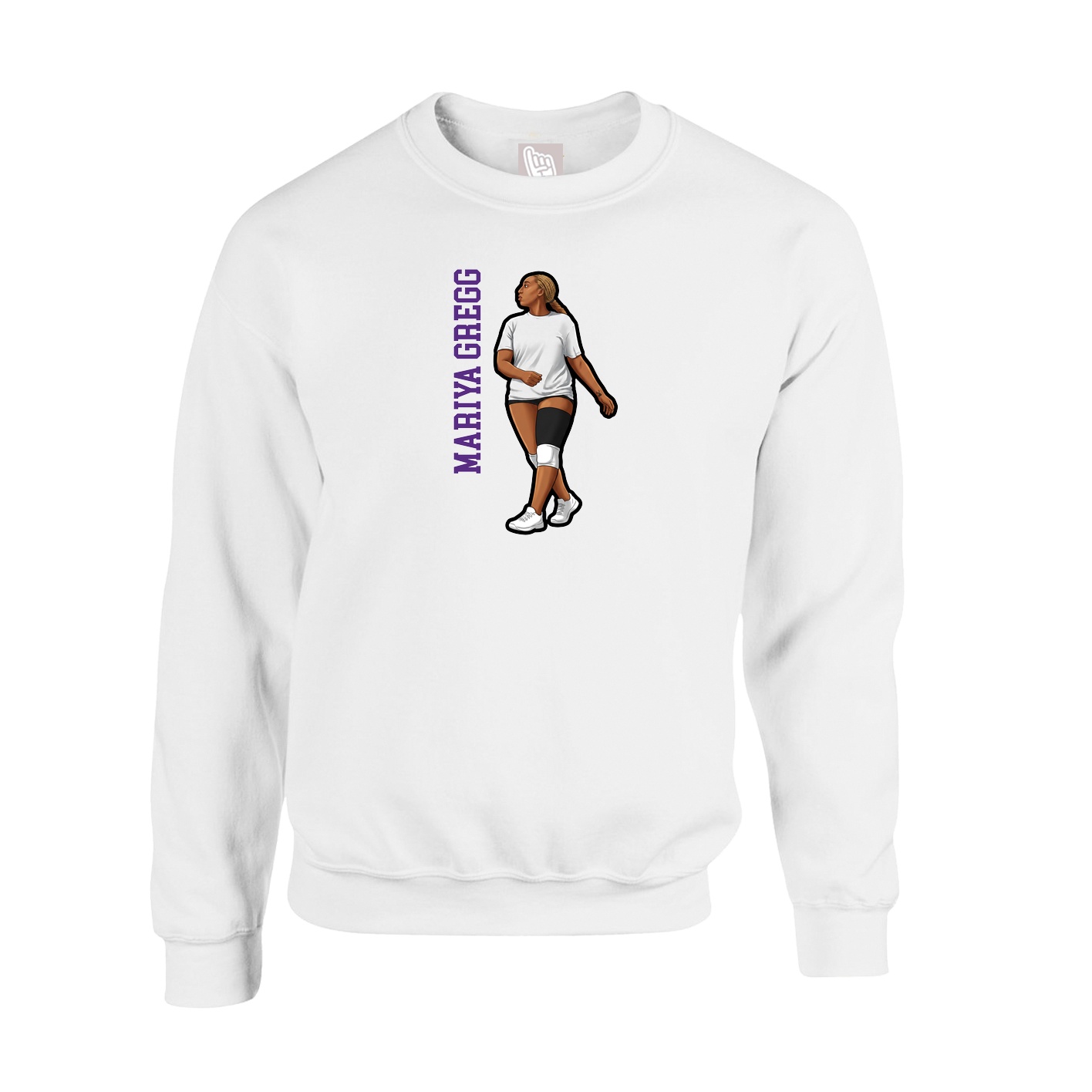 Fleece Crew — Name Vertical in White