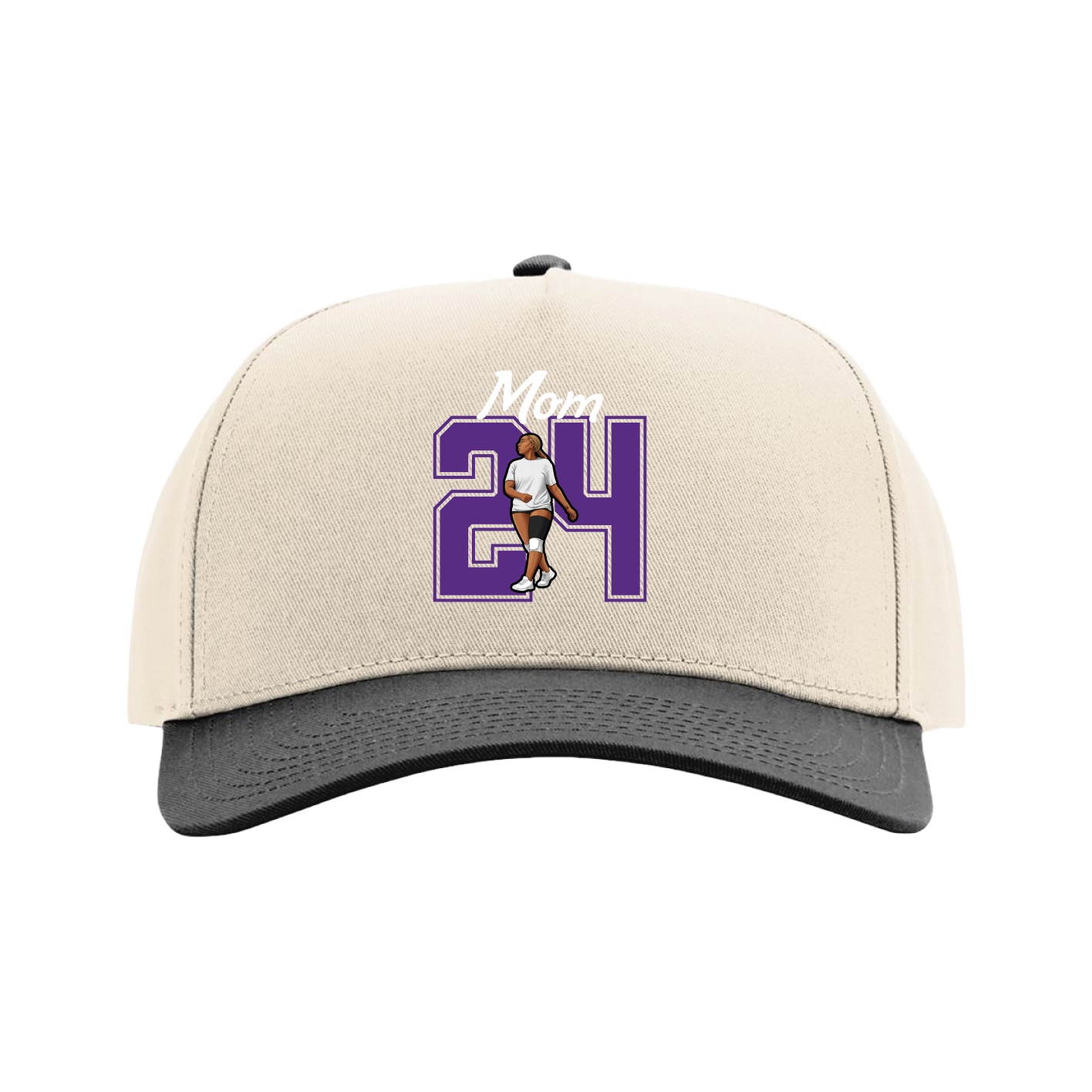 Full Fabric Five-Panel Champ Cap — Mothers Day Shirsey in Cream/Black