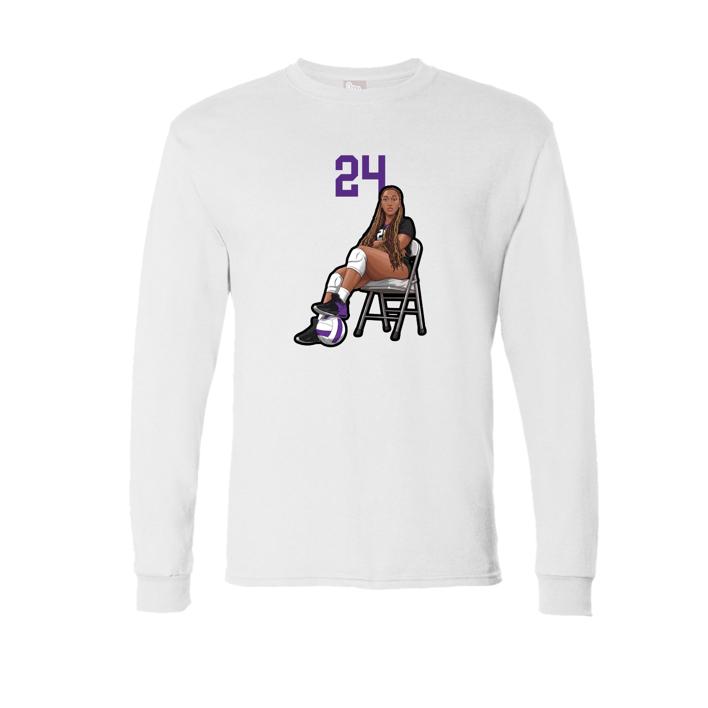 Long Sleeve Tee — Number Top in White