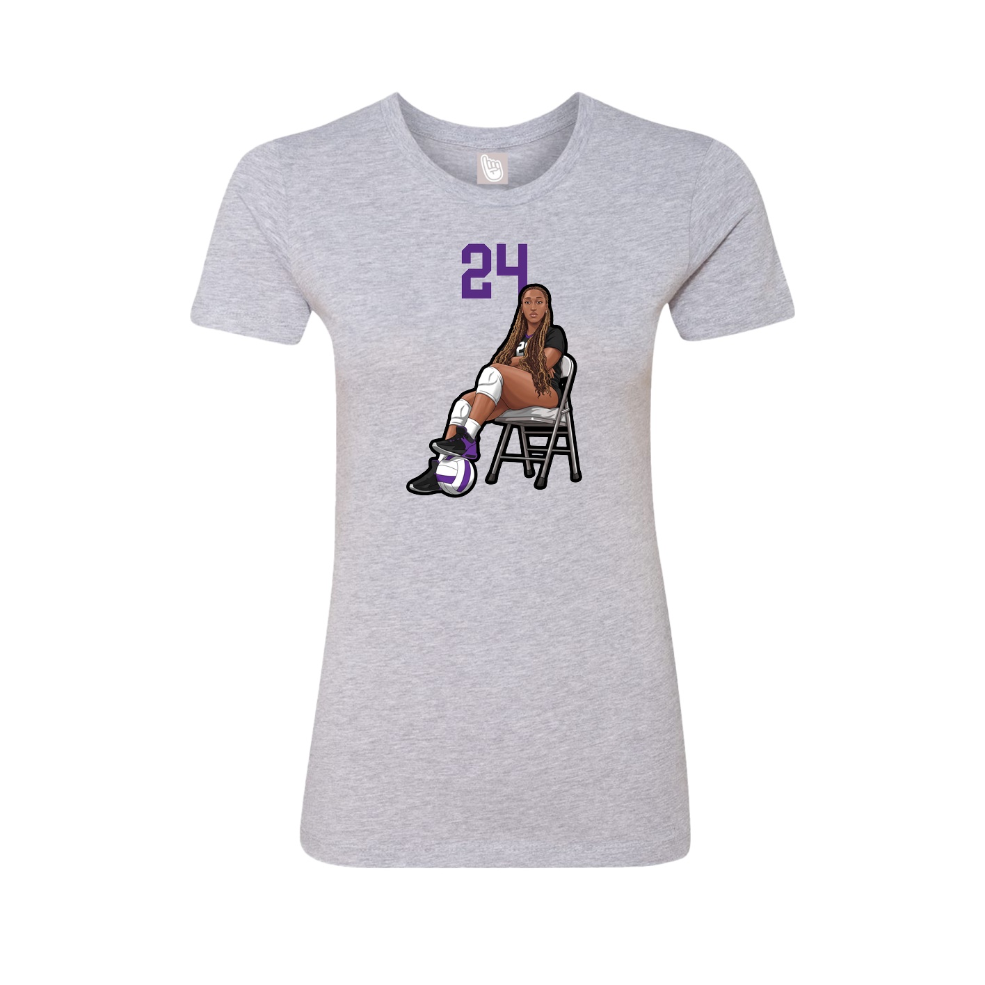 Fitted Women's Tee — Number Top in Grey