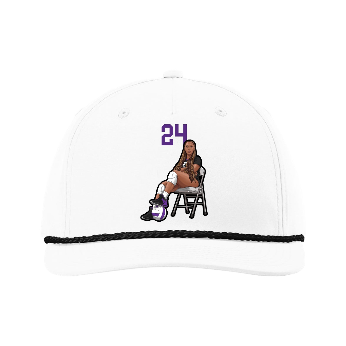 Five-Panel Classic Rope Cap — Number Top in White