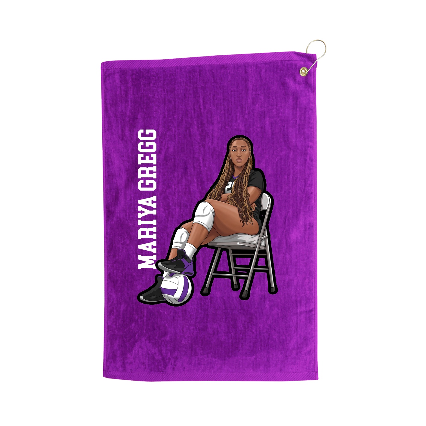 Golf Towel — Name Vertical in Purple