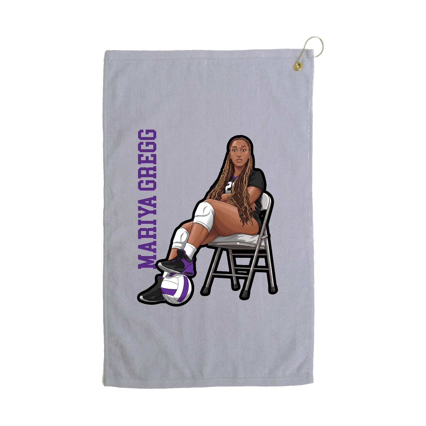 Golf Towel — Name Vertical in Grey