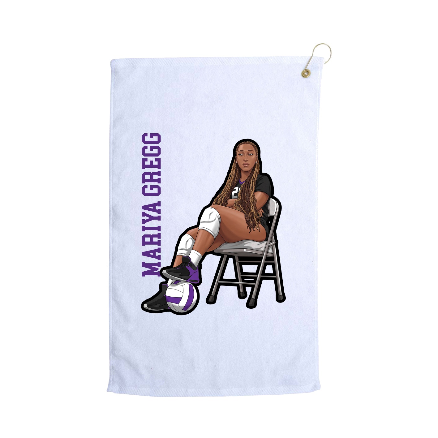 Golf Towel — Name Vertical in White