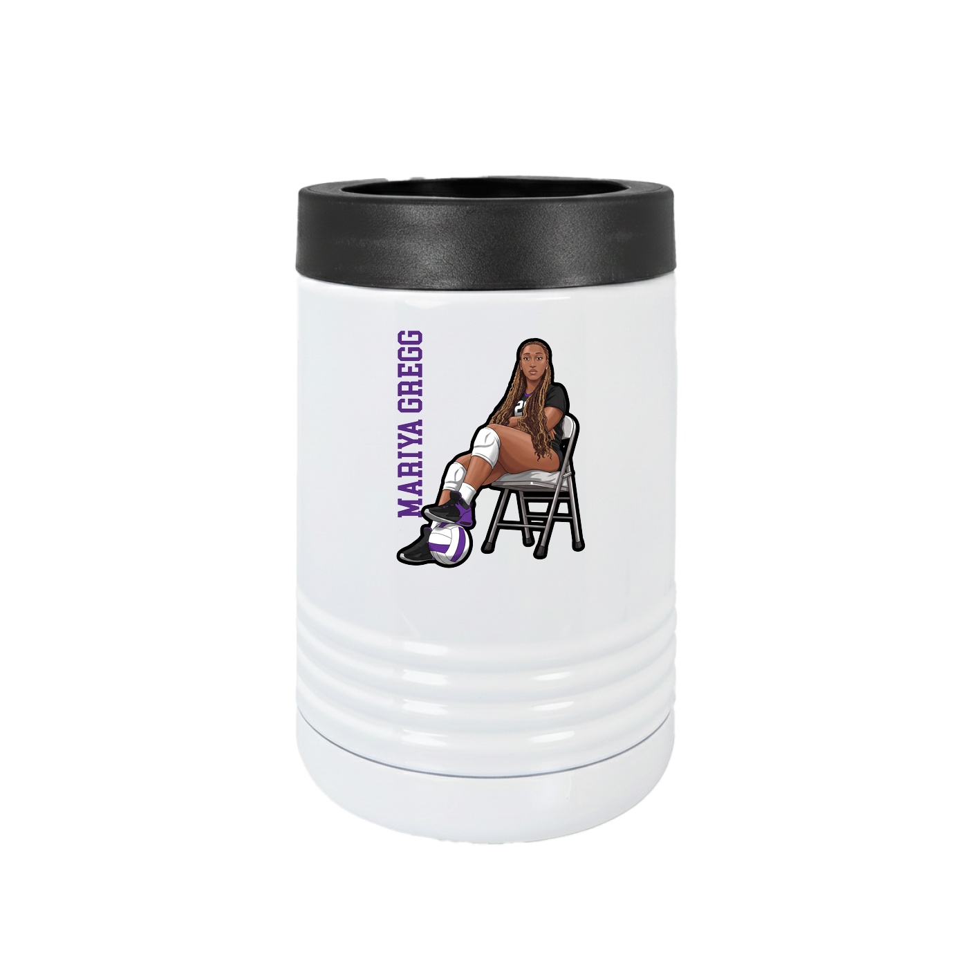 Beverage Holder — Name Vertical in White