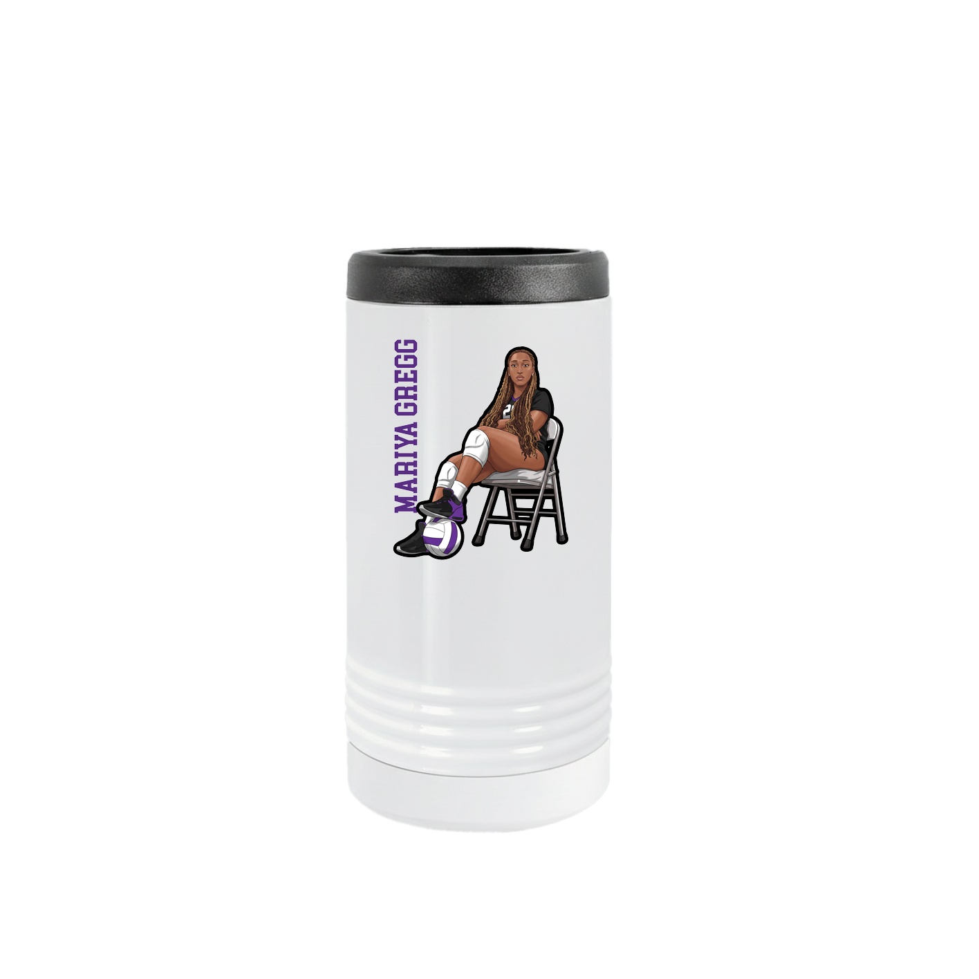 Slim Beverage Holder — Name Vertical in White