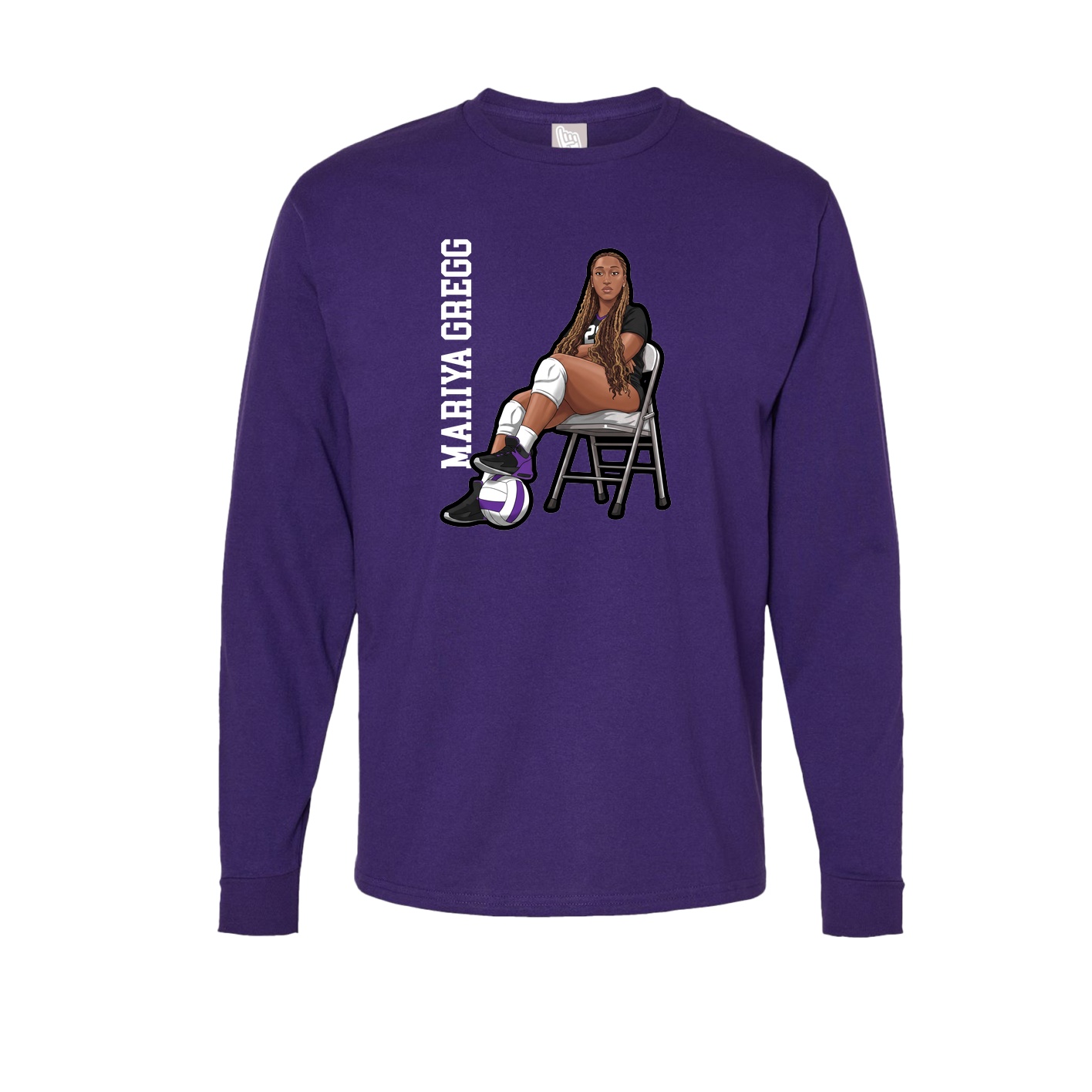 Long Sleeve Tee — Name Vertical in Purple