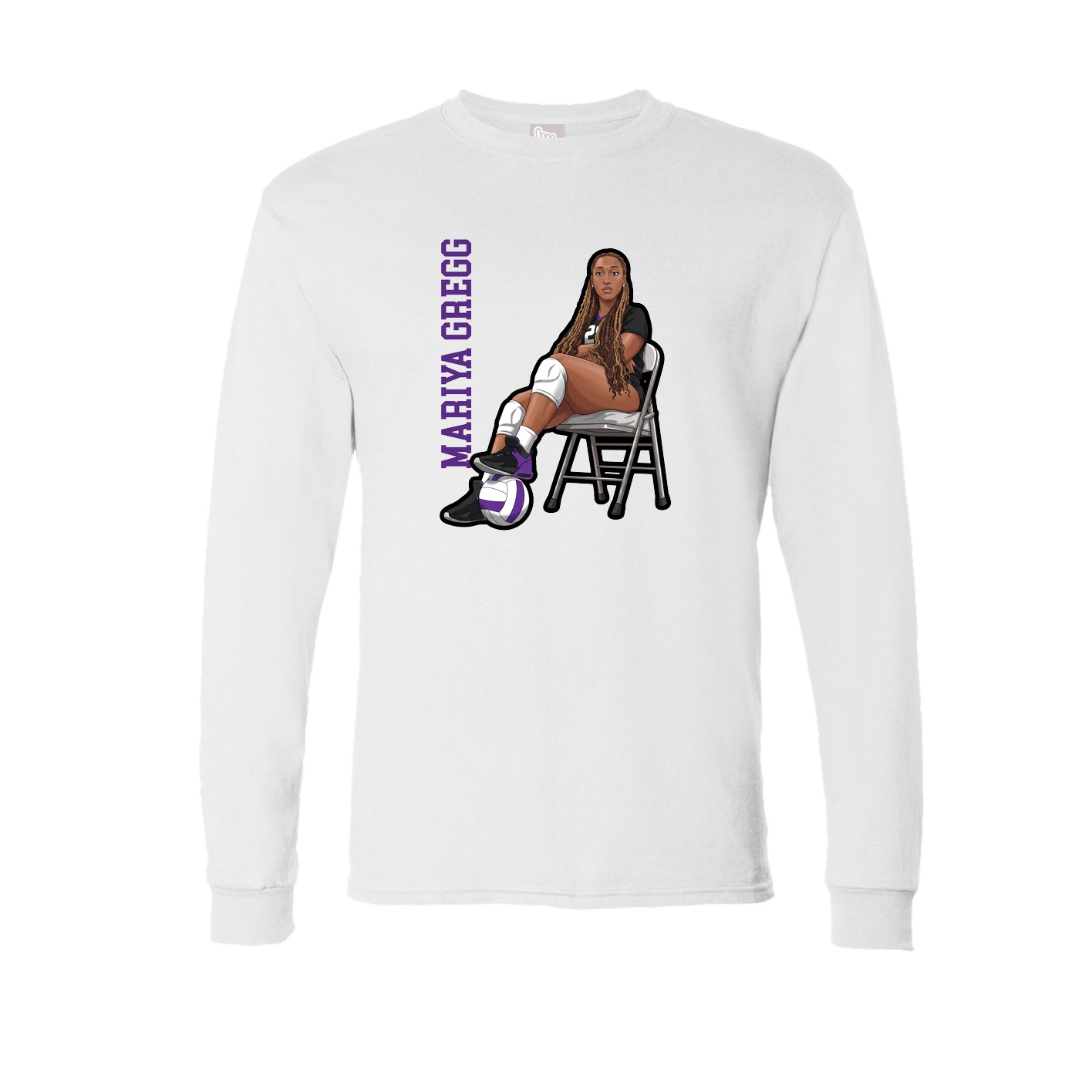 Long Sleeve Tee — Name Vertical in White