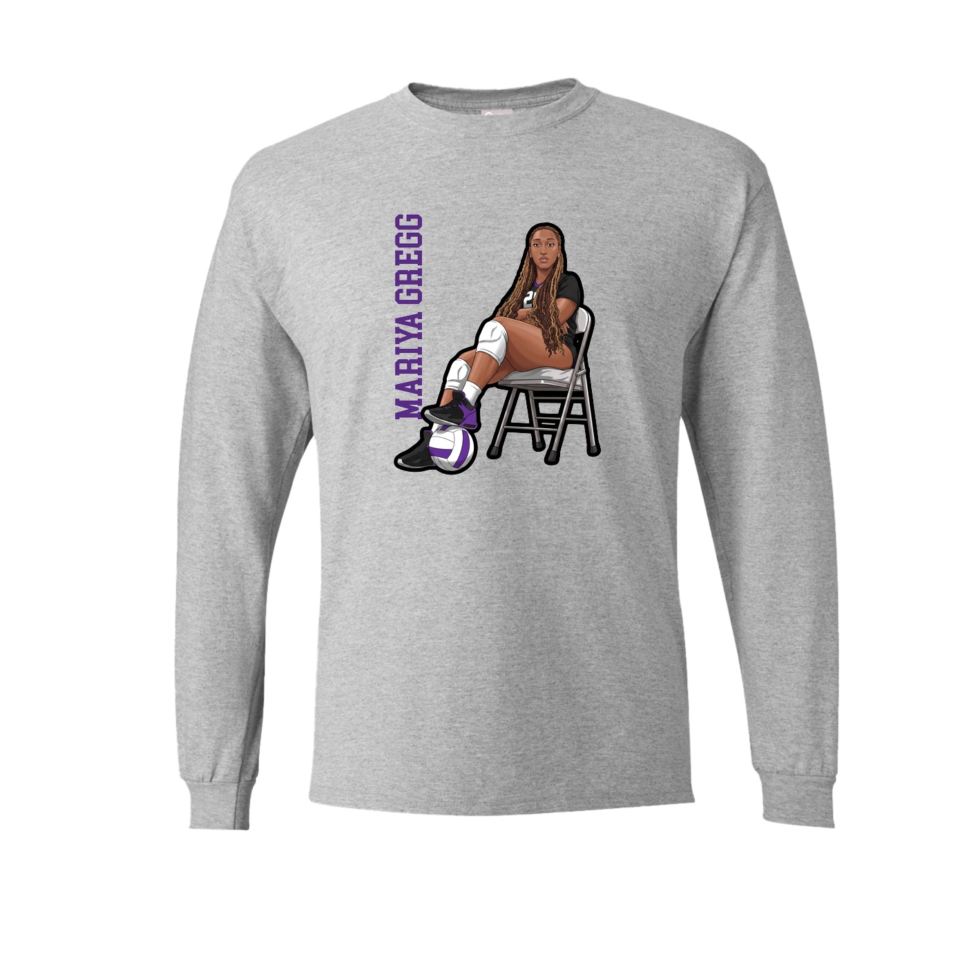 Long Sleeve Tee — Name Vertical in Grey