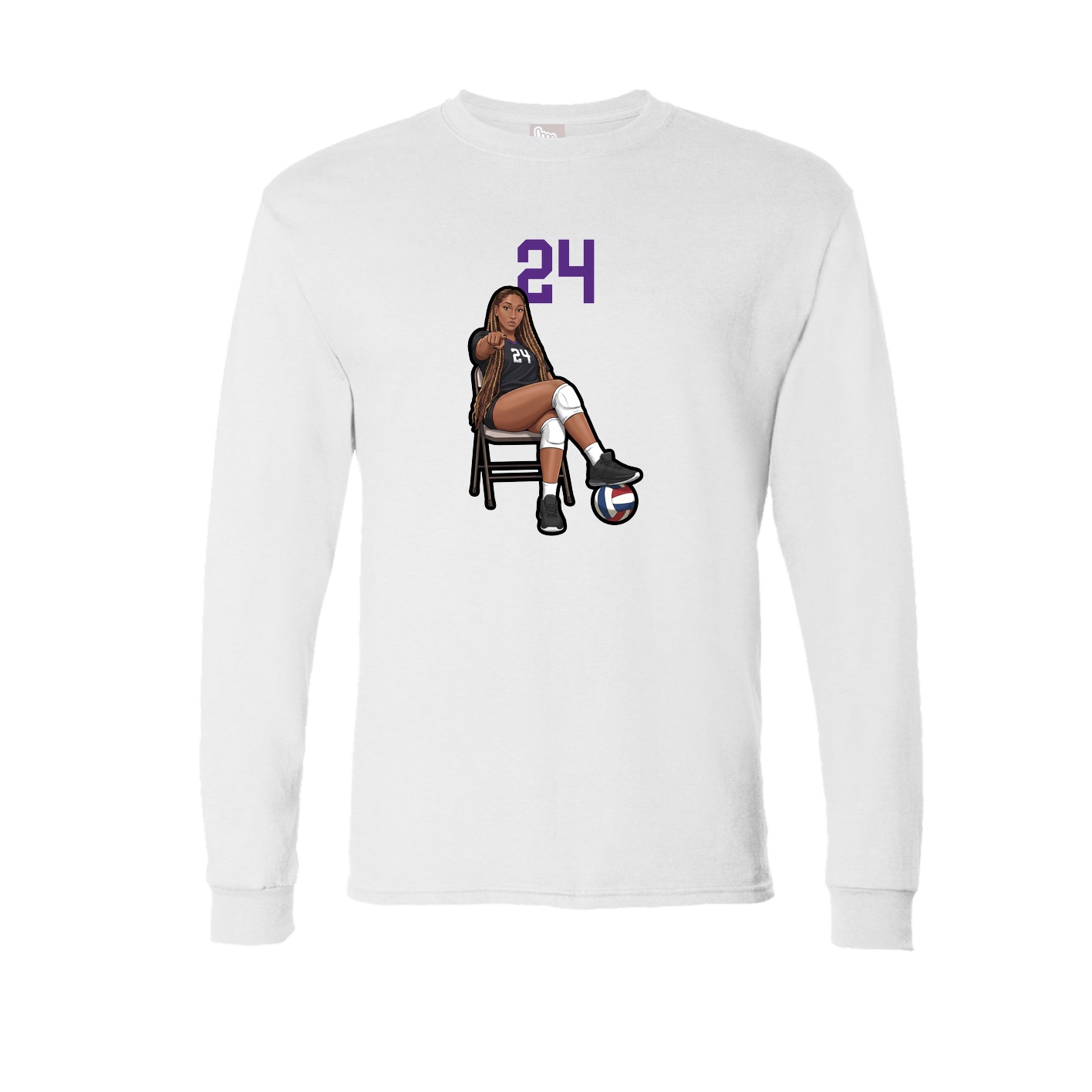 Long Sleeve Tee — Number Top in White