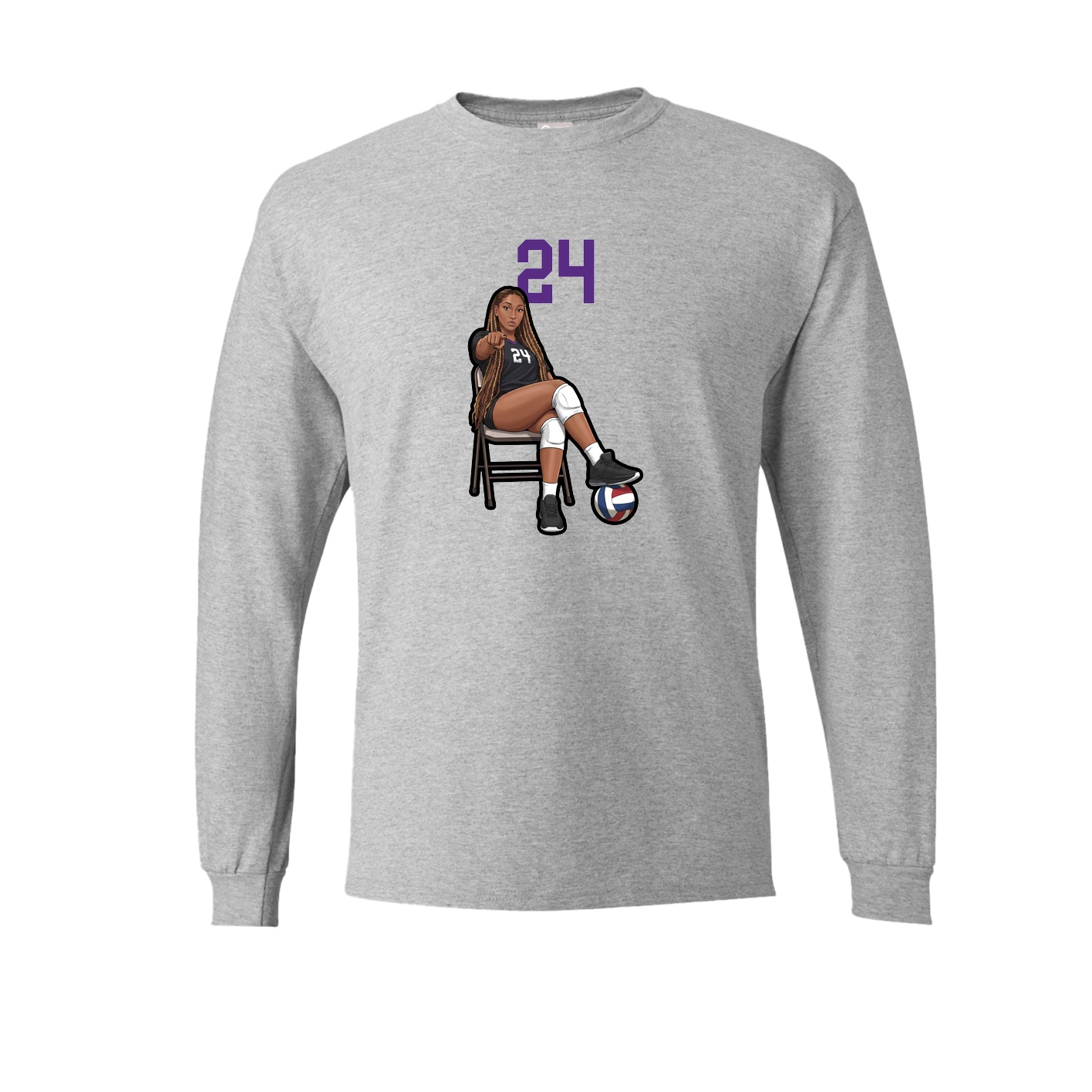 Long Sleeve Tee — Number Top in Grey