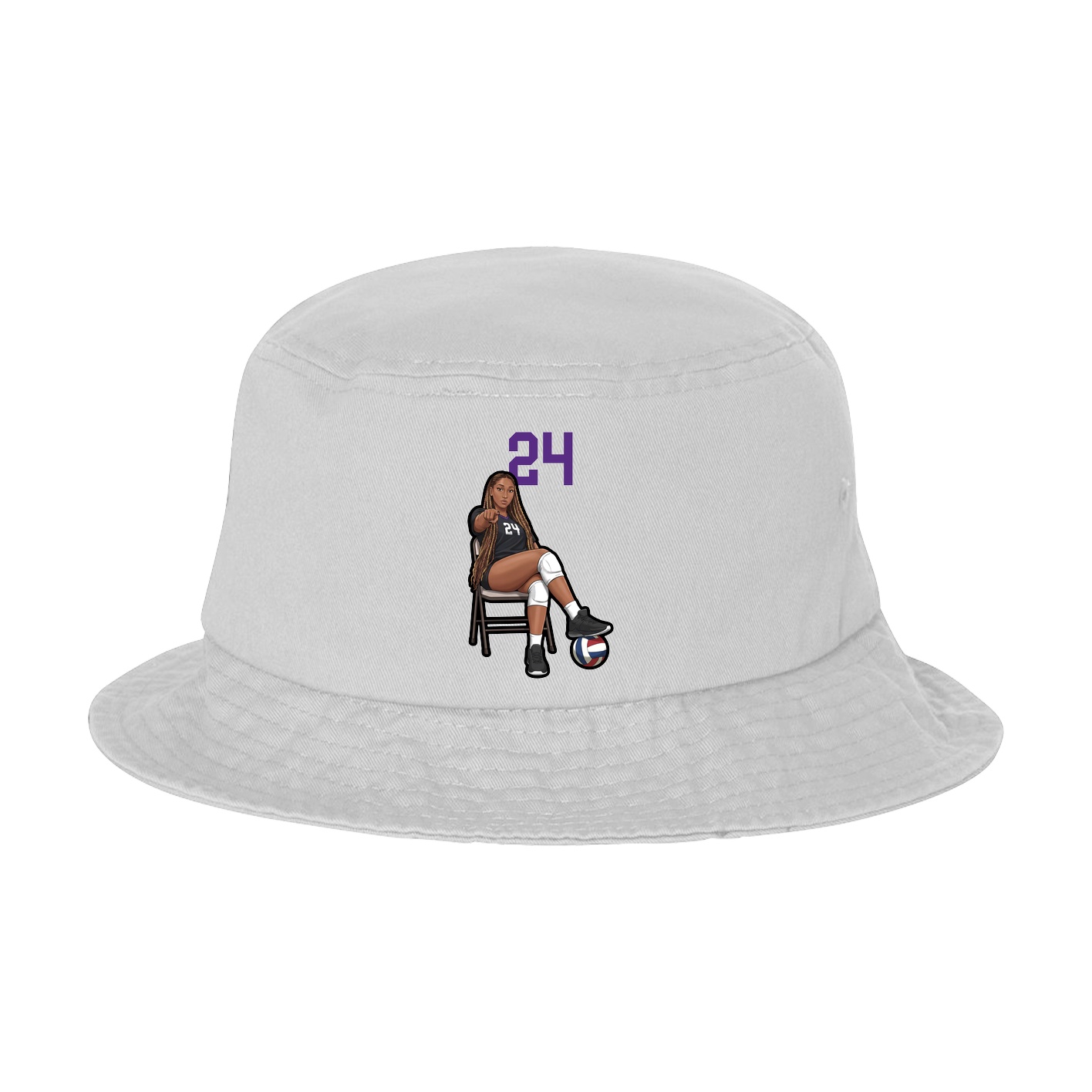 Bucket Cap — Number Top in White