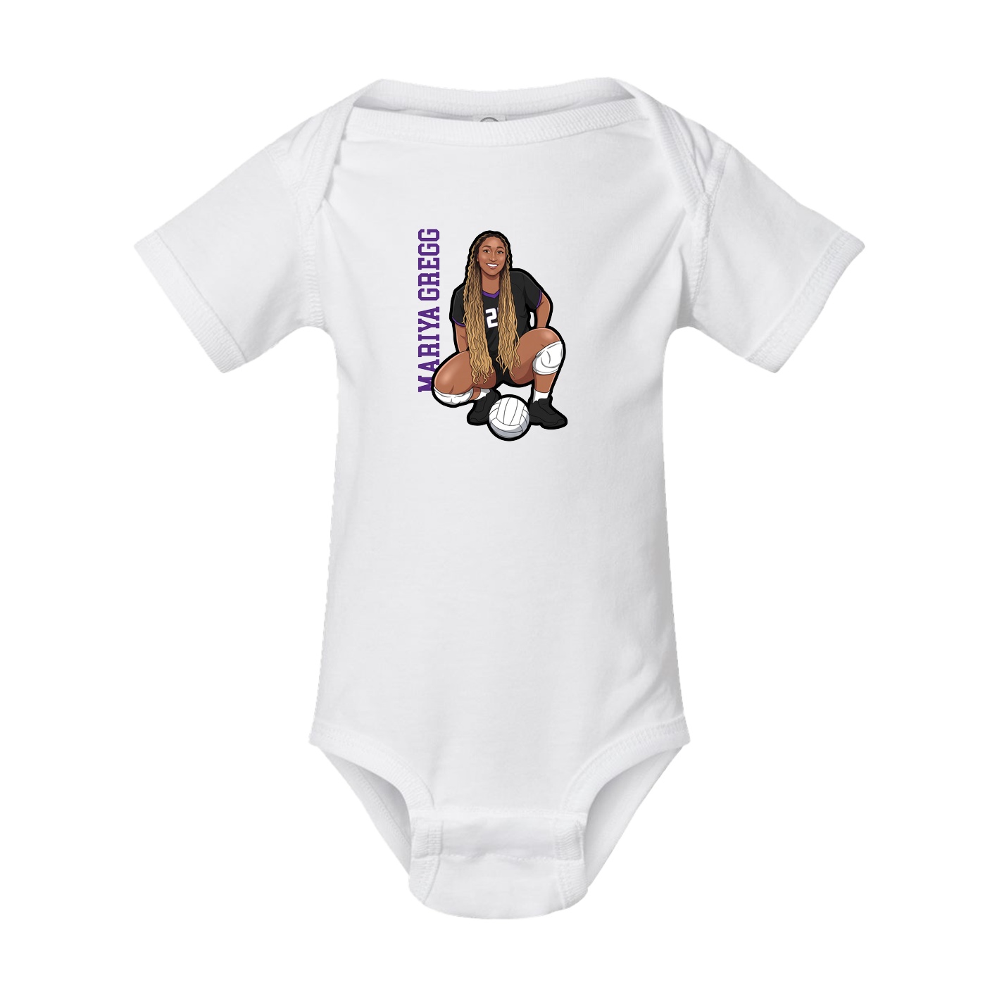 Baby Onesie — Name Vertical in White