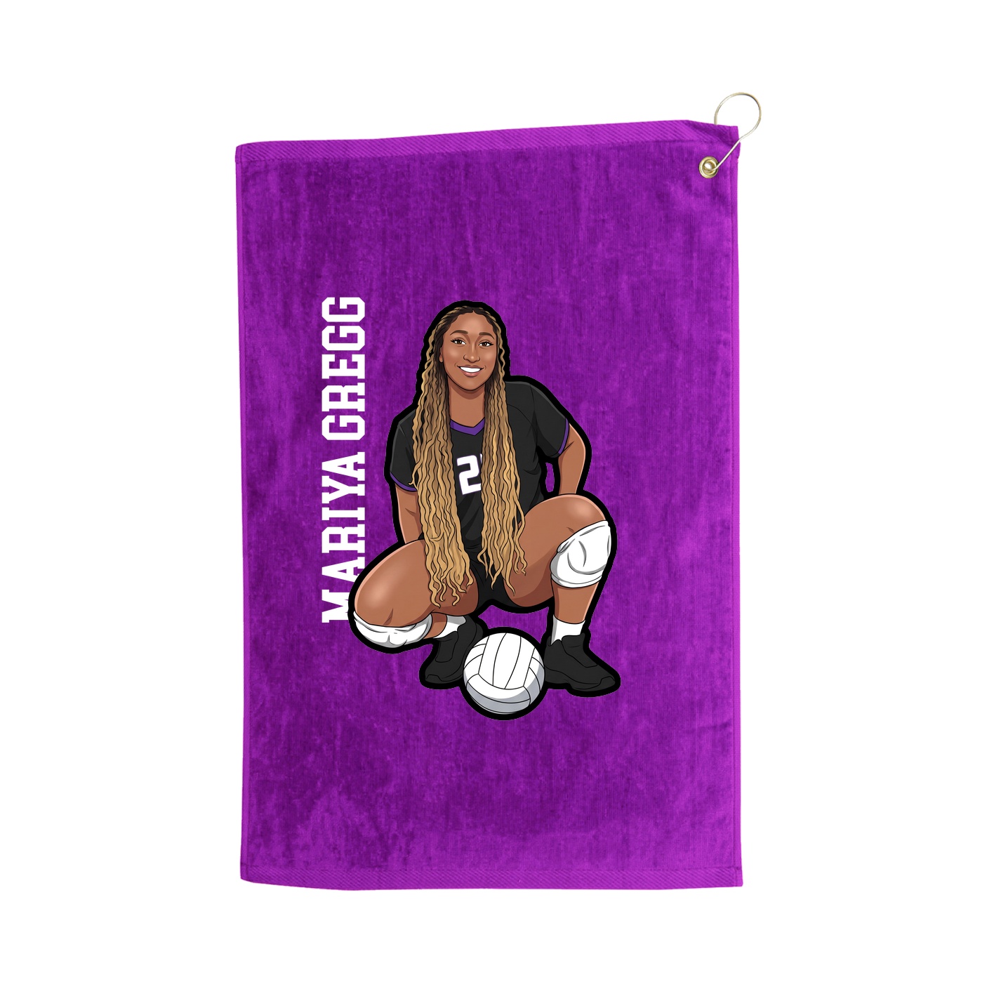 Golf Towel — Name Vertical in Purple