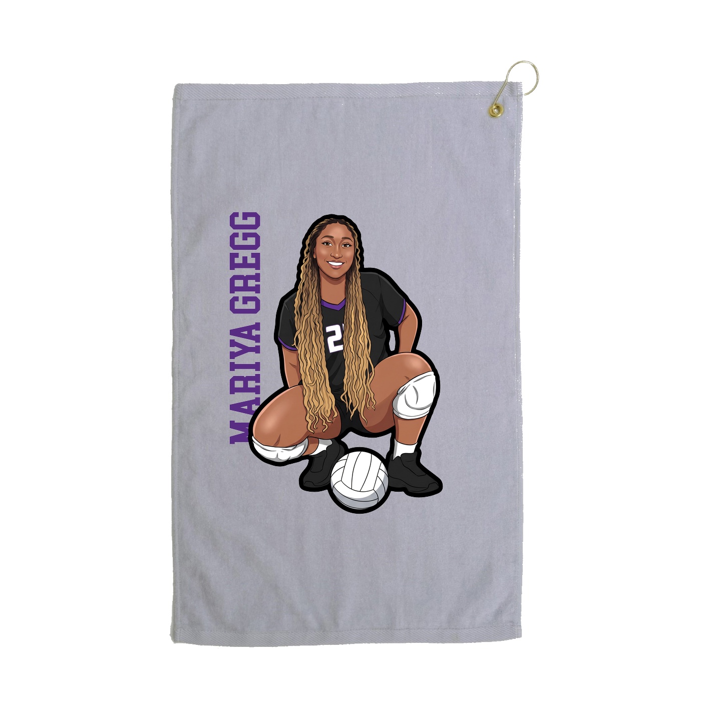 Golf Towel — Name Vertical in Grey