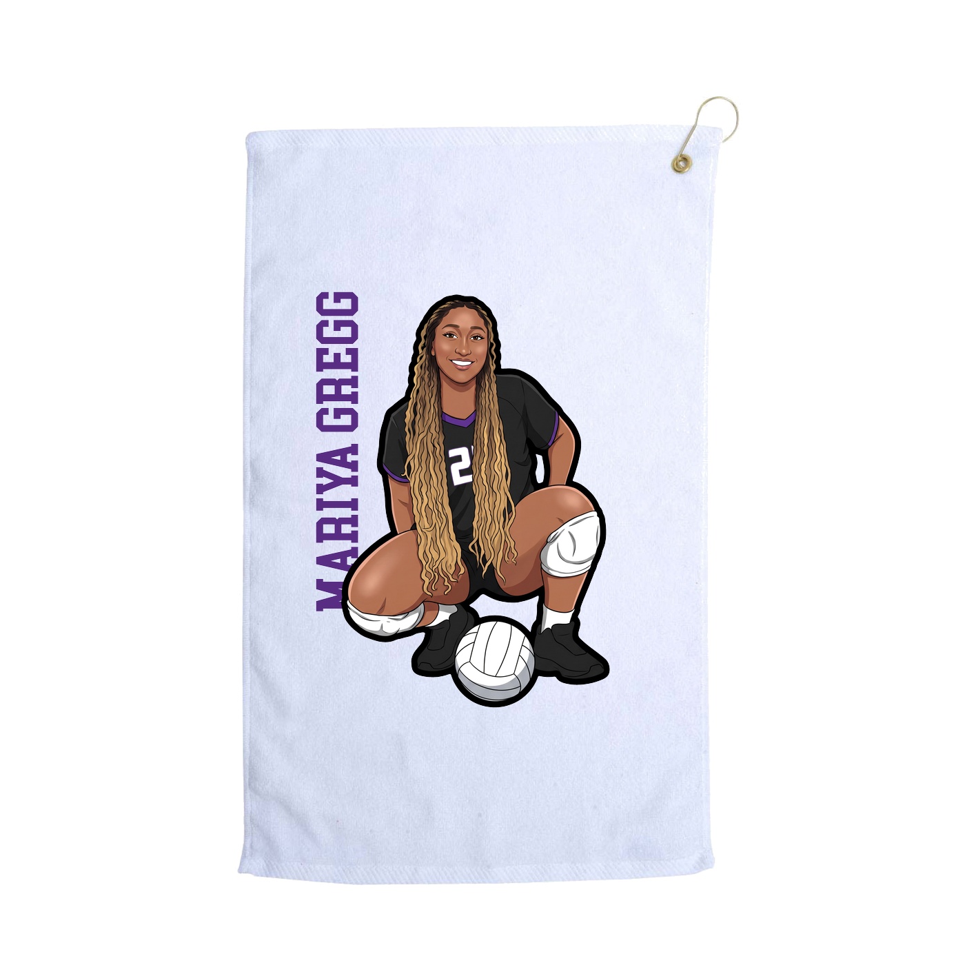 Golf Towel — Name Vertical in White