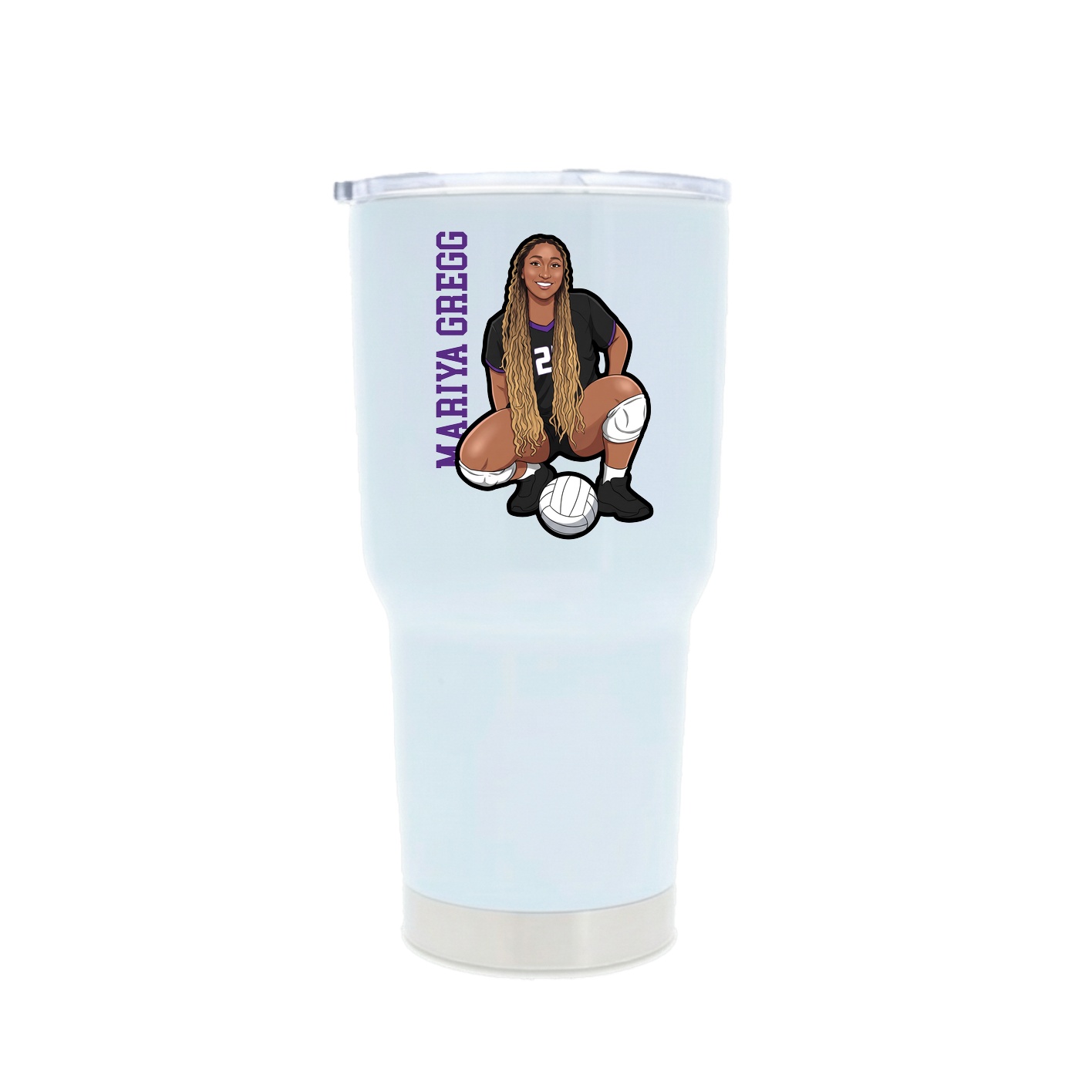 30oz Stainless Steel Tumbler — Name Vertical in White