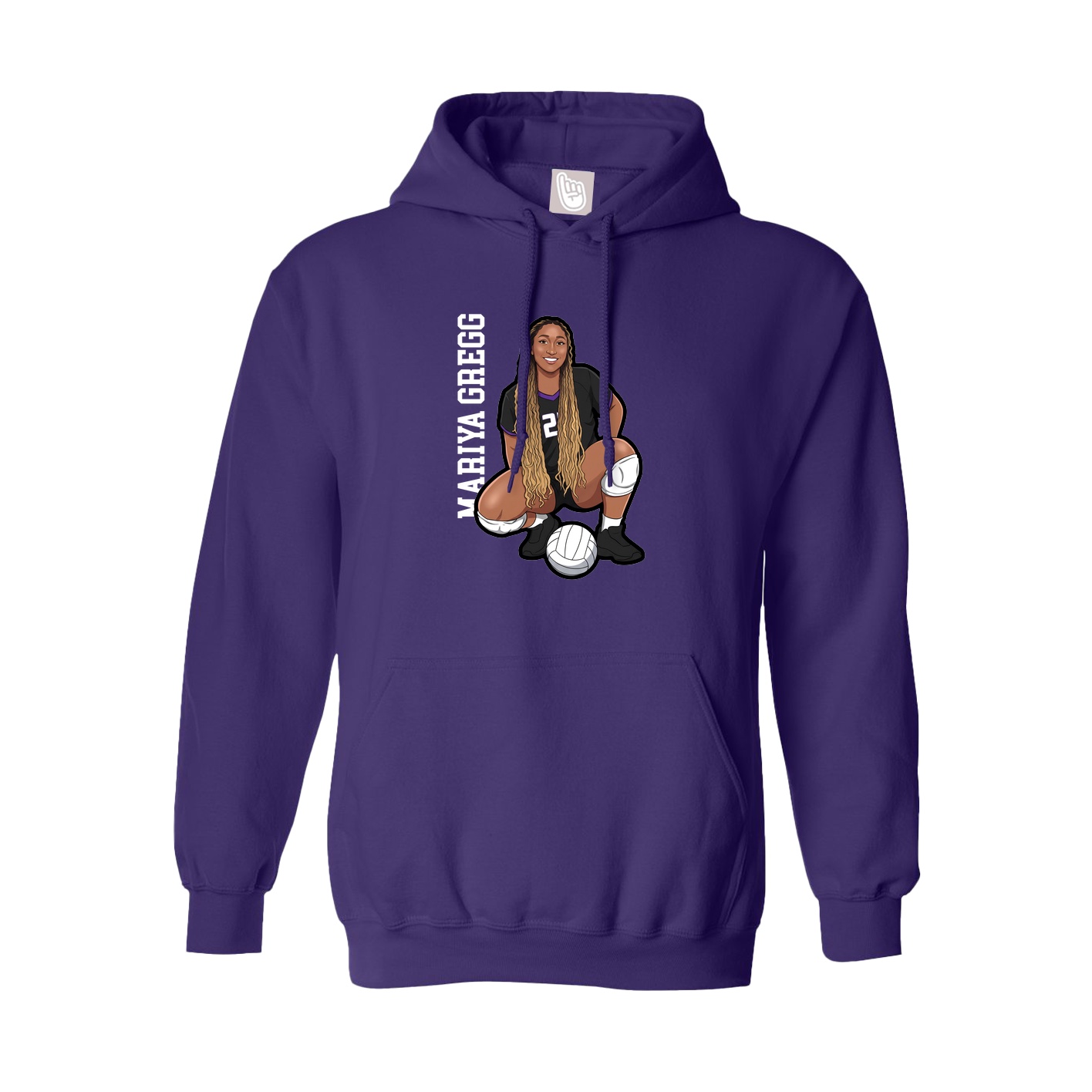 Hoodie — Name Vertical in Purple