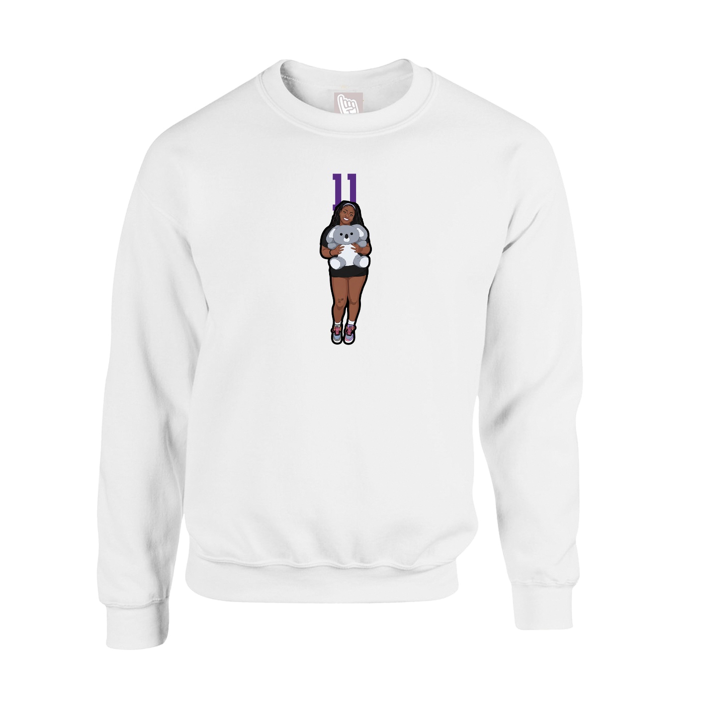 Fleece Crew — Number Top in White