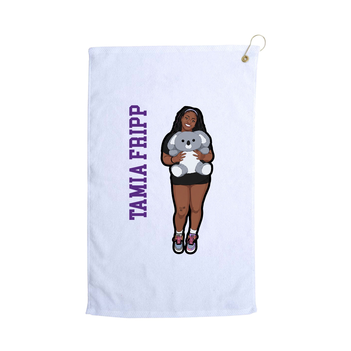 Golf Towel — Name Vertical in White
