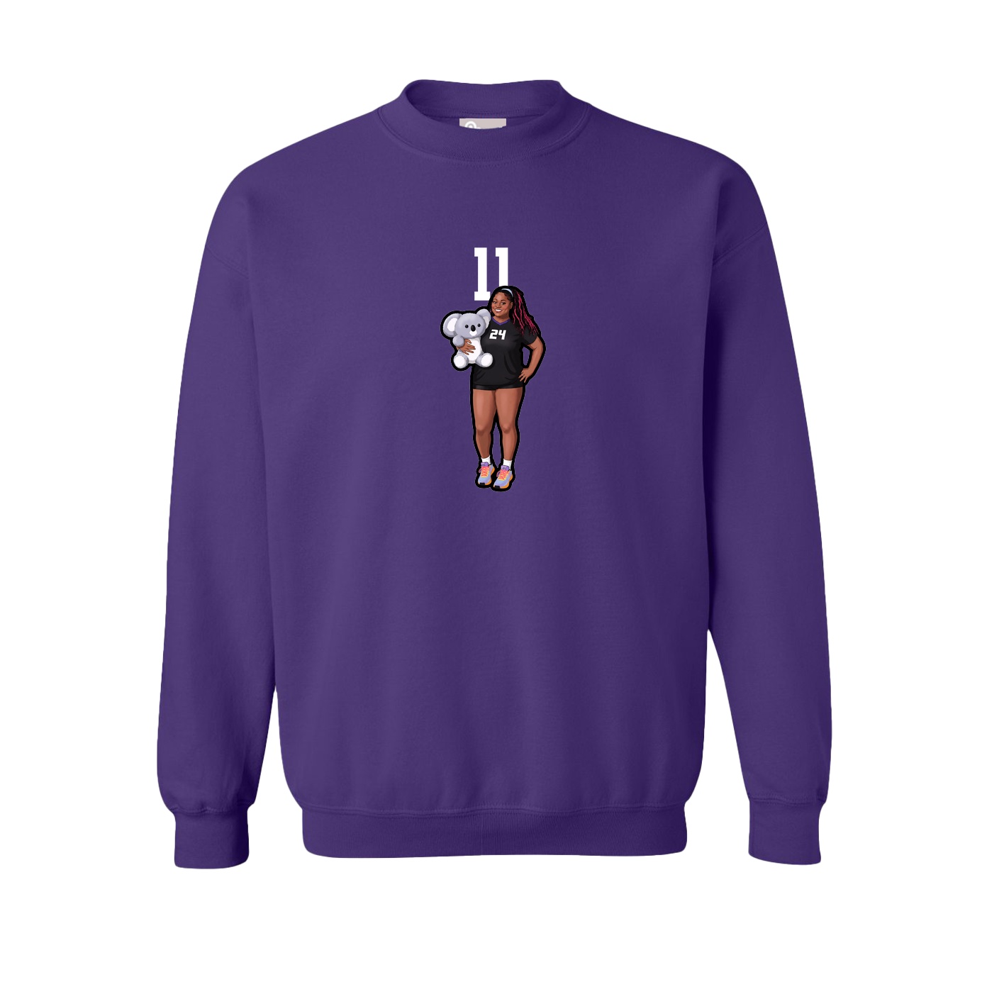 Fleece Crew — Number Top in Purple