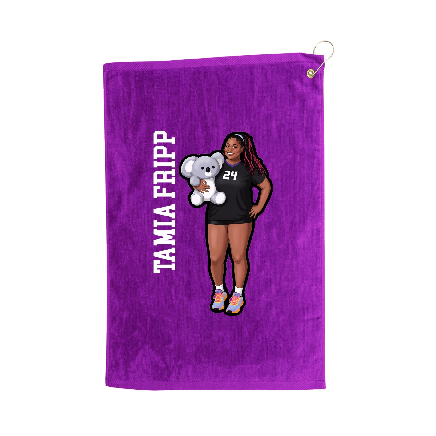 Golf Towel — Name Vertical in Purple