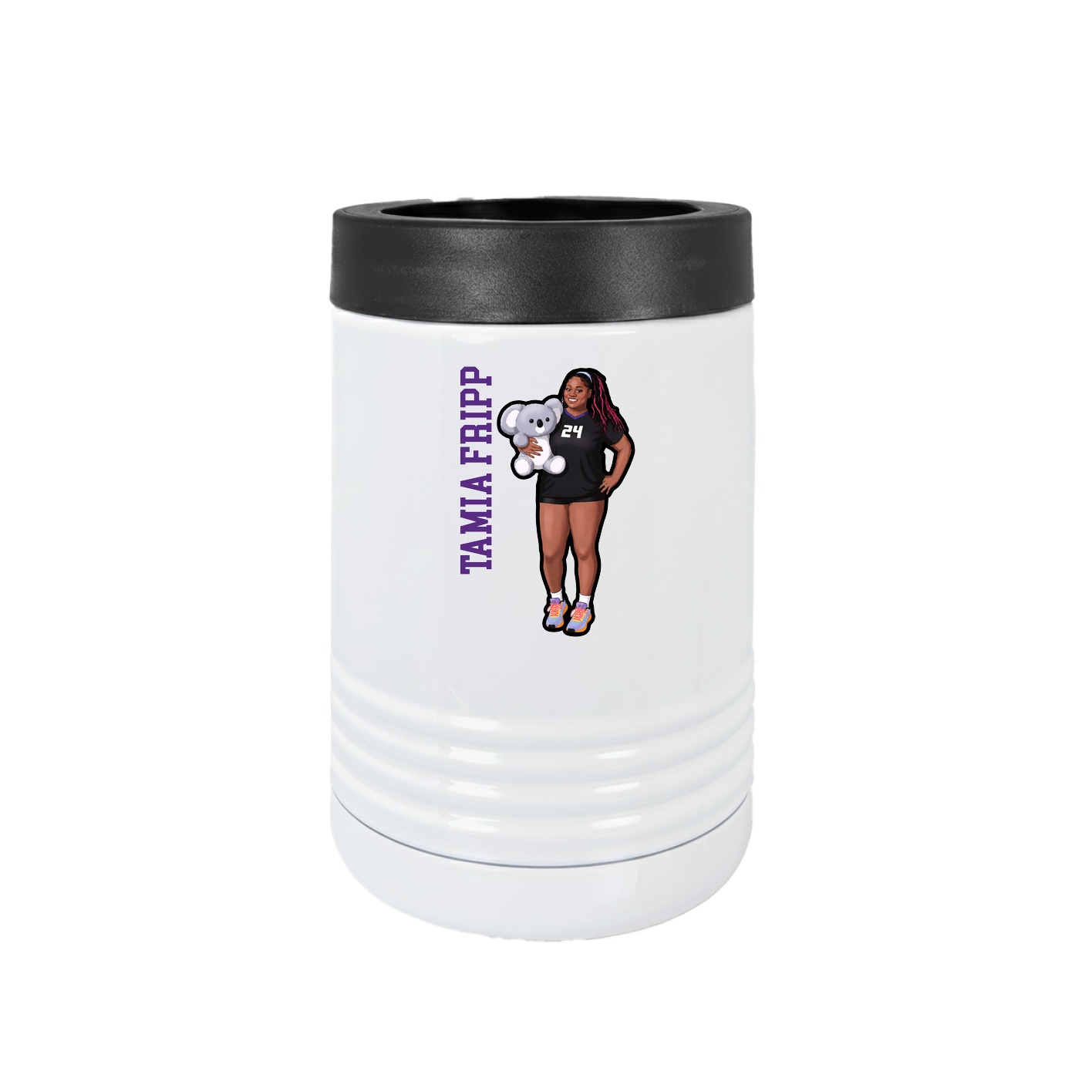 Beverage Holder — Name Vertical in White