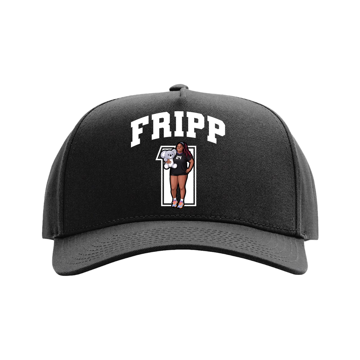 Full Fabric Five-Panel Champ Cap — Number in Black