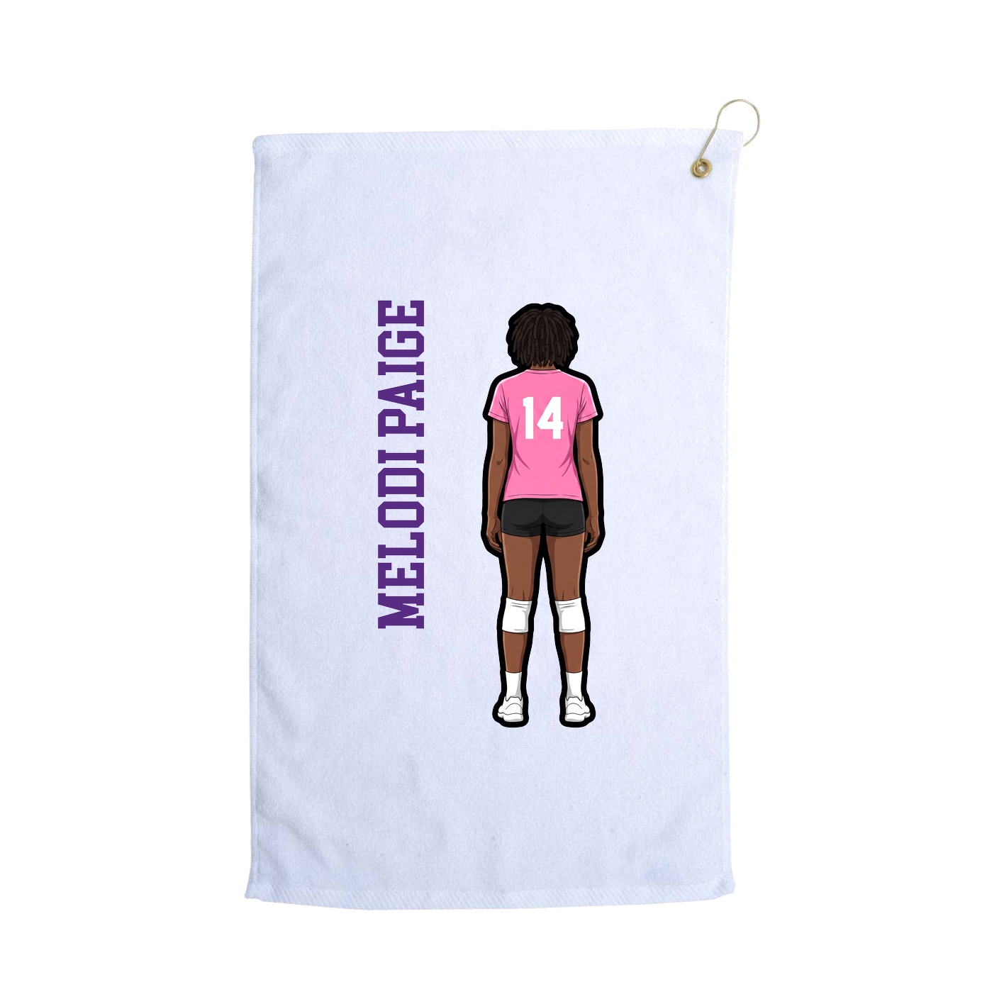 Golf Towel — Name Vertical in White