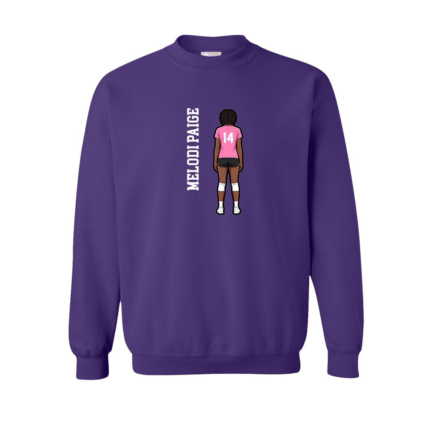 Fleece Crew — Name Vertical in Purple