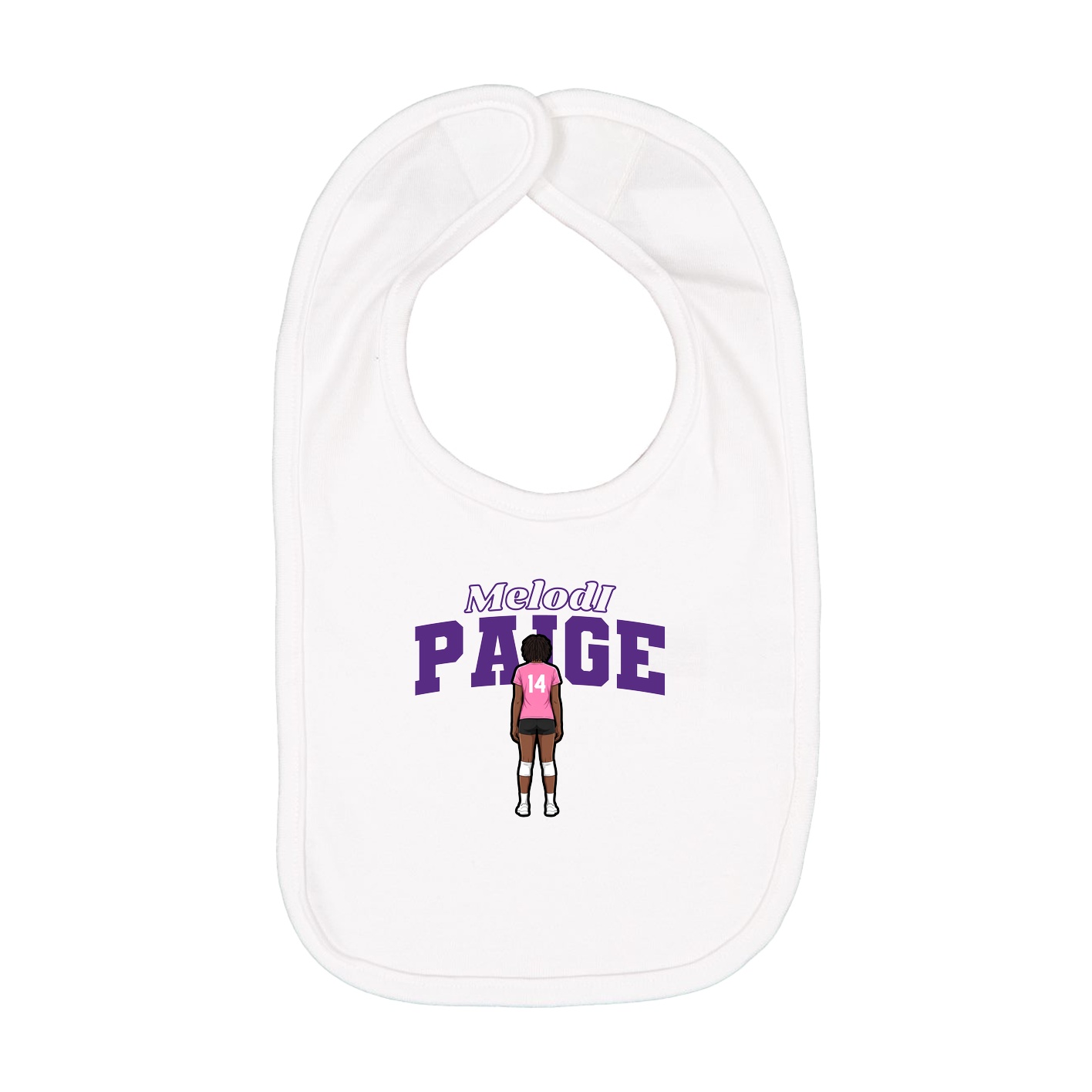 Infant Bib — Name Arch in White