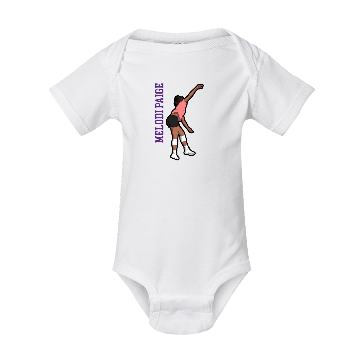Baby Onesie — Name Vertical in White