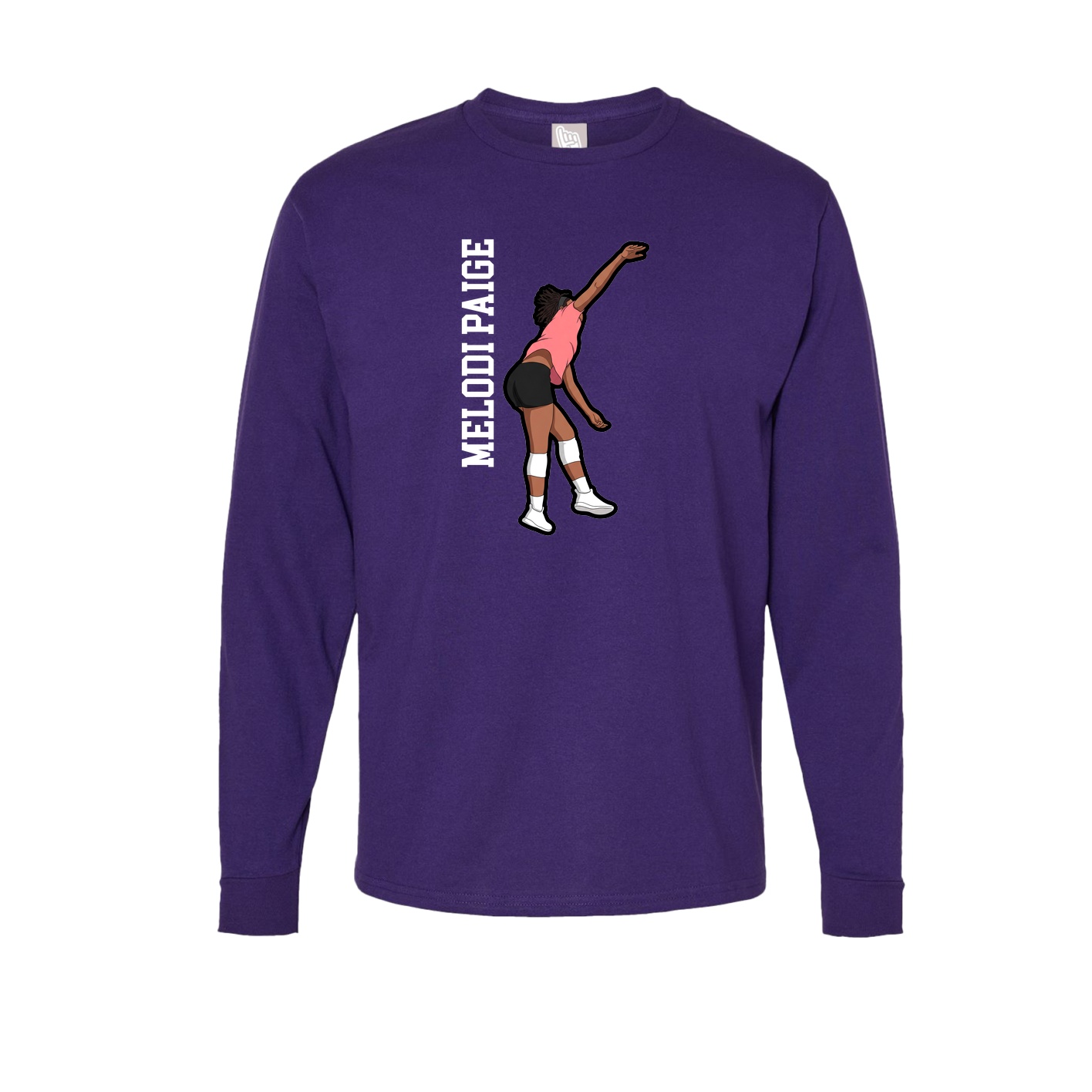 Long Sleeve Tee — Name Vertical in Purple