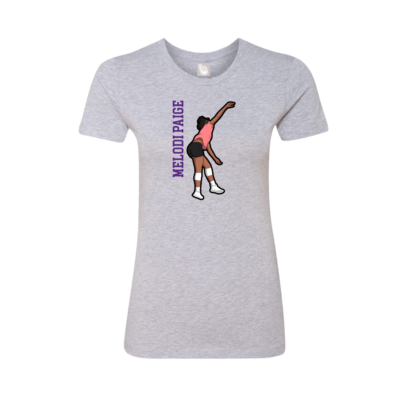 Fitted Women's Tee — Name Vertical in Grey