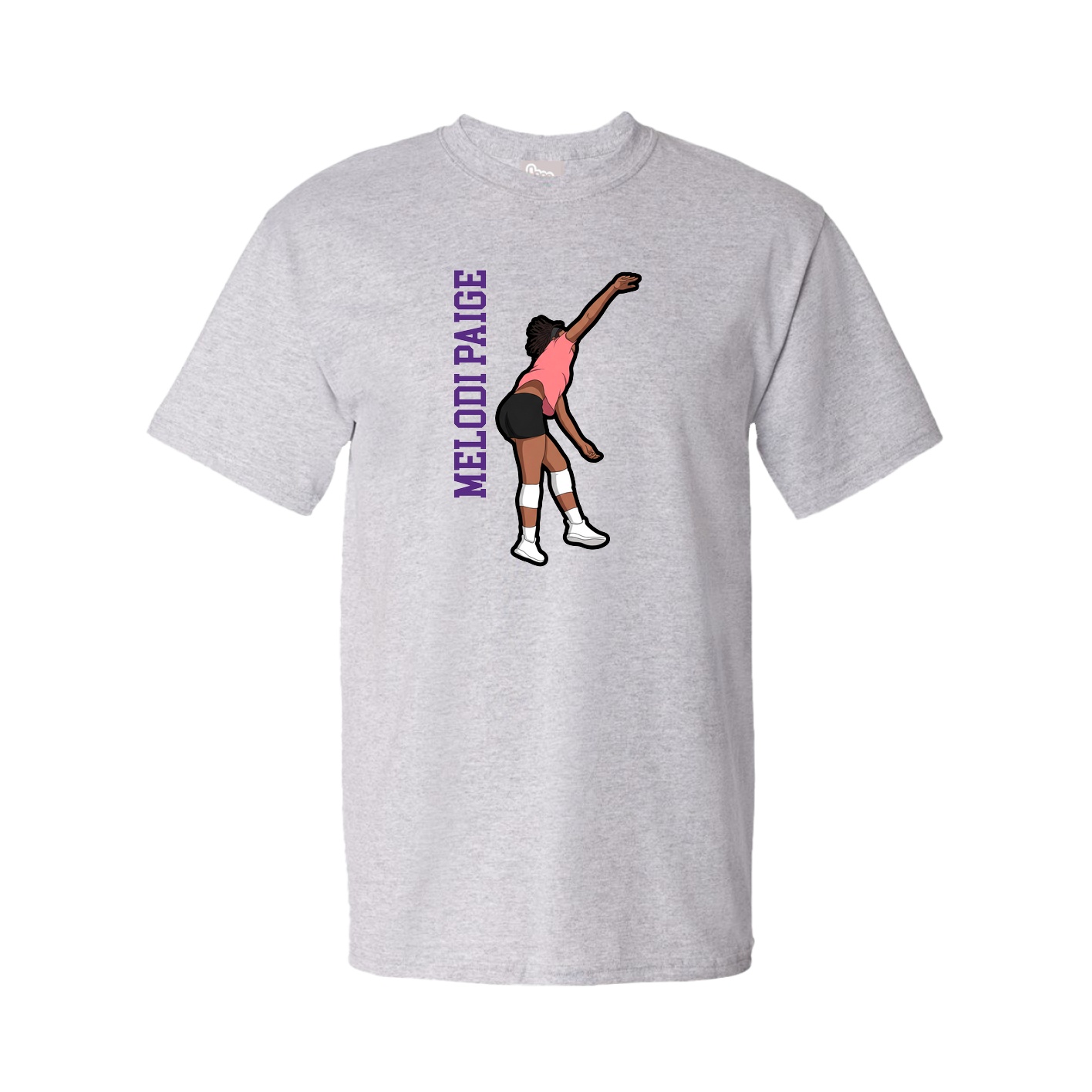 Youth Tee — Name Vertical in Grey
