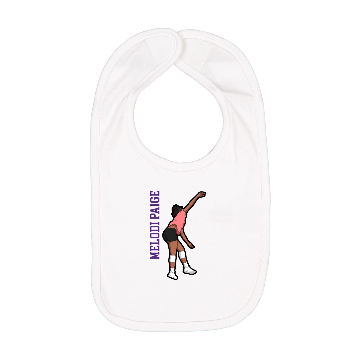 Infant Bib — Name Vertical in White