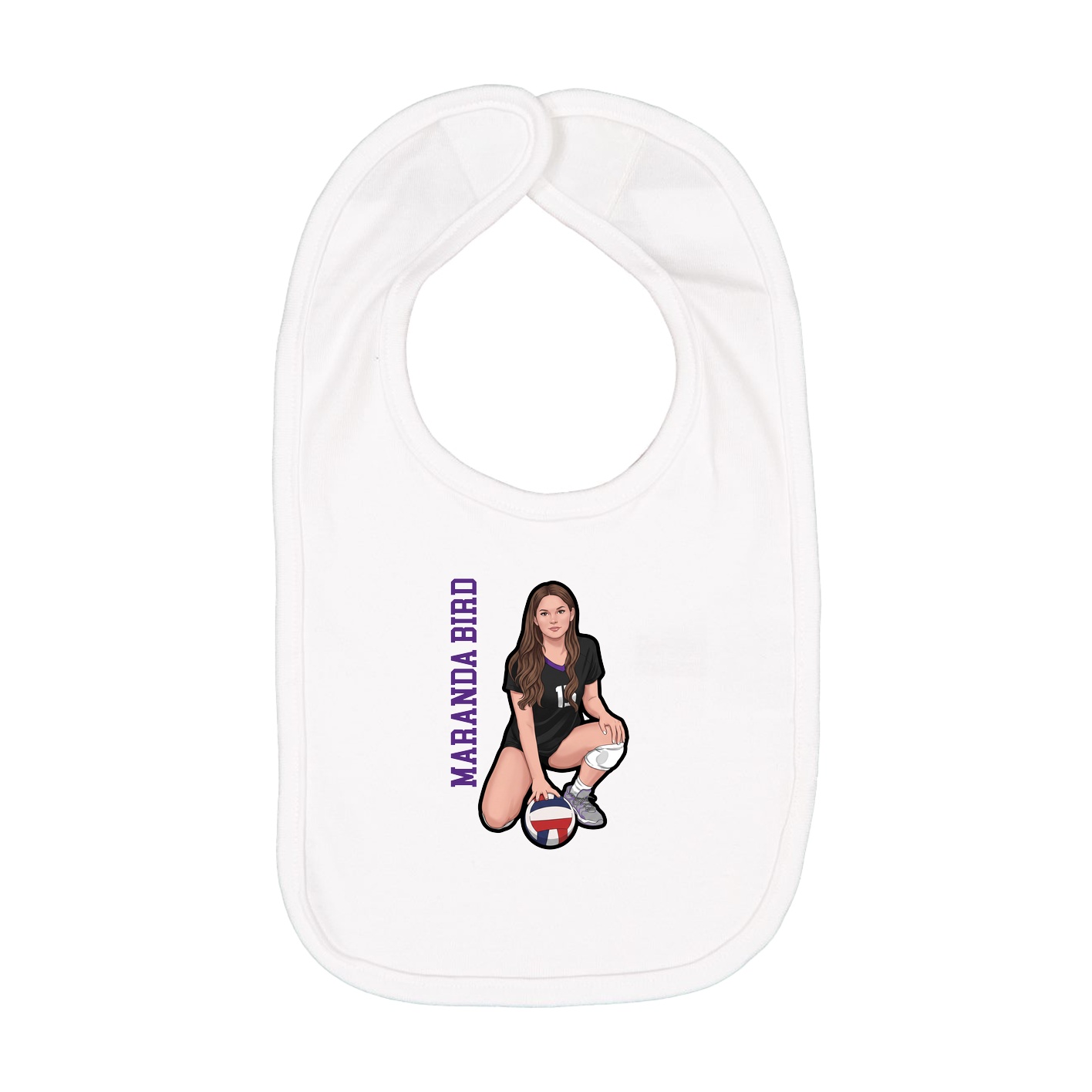 Infant Bib — Name Vertical in White