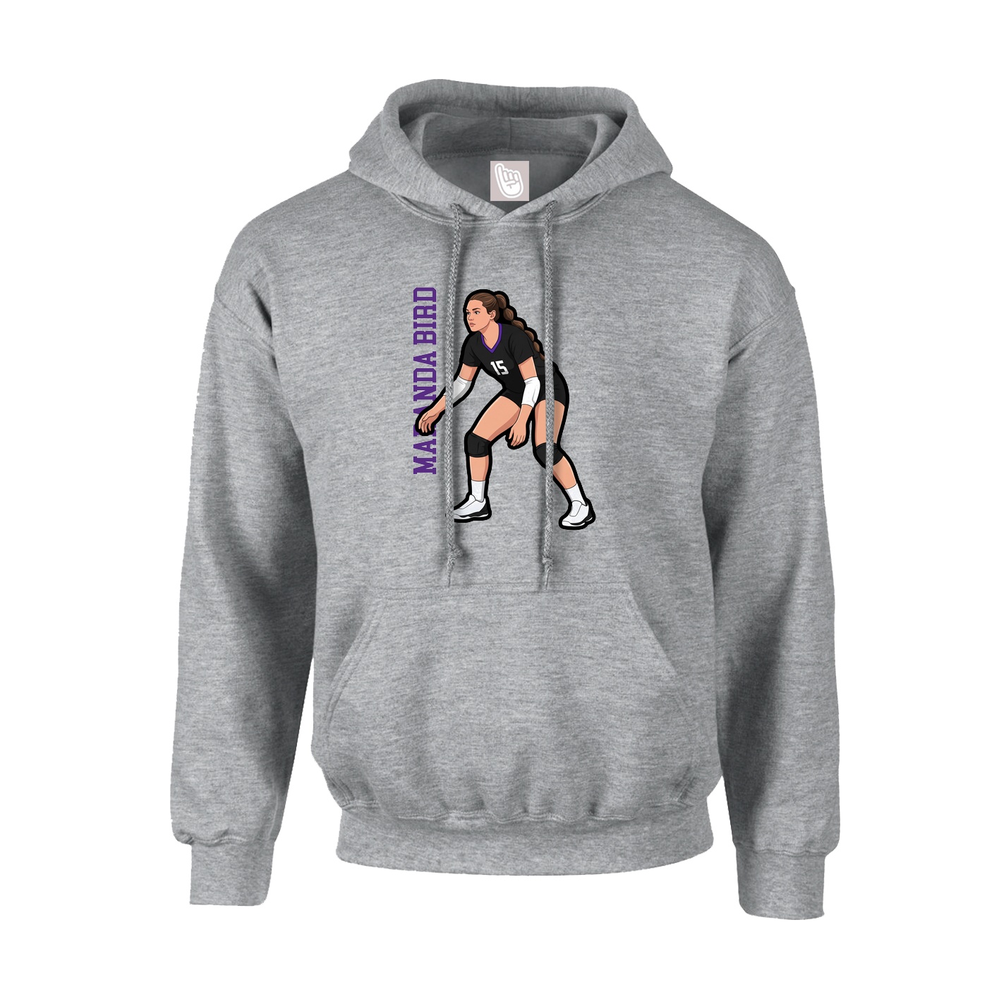 Hoodie — Name Vertical in Grey