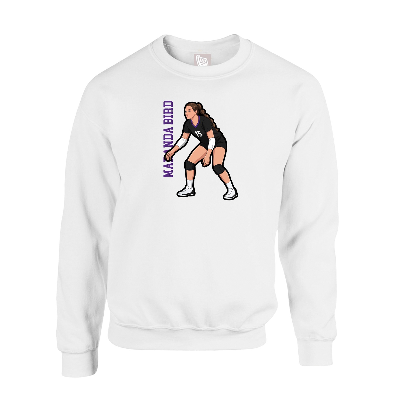 Fleece Crew — Name Vertical in White