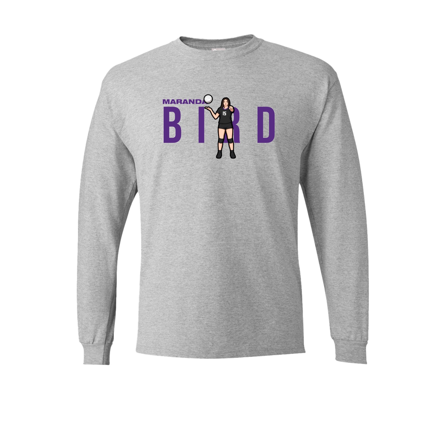 Long Sleeve Tee — Player Name in Grey